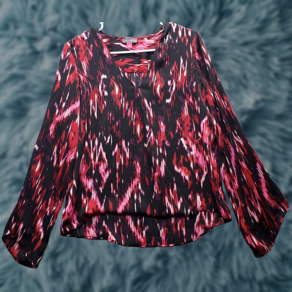 Vince Camuto Vince Camuto Blouse Women's XS Multicolor Long Sleeve V-Neck Oversized Shirt Top Size XS / US 0-2 / IT 36-38 - 1 Thumbnail