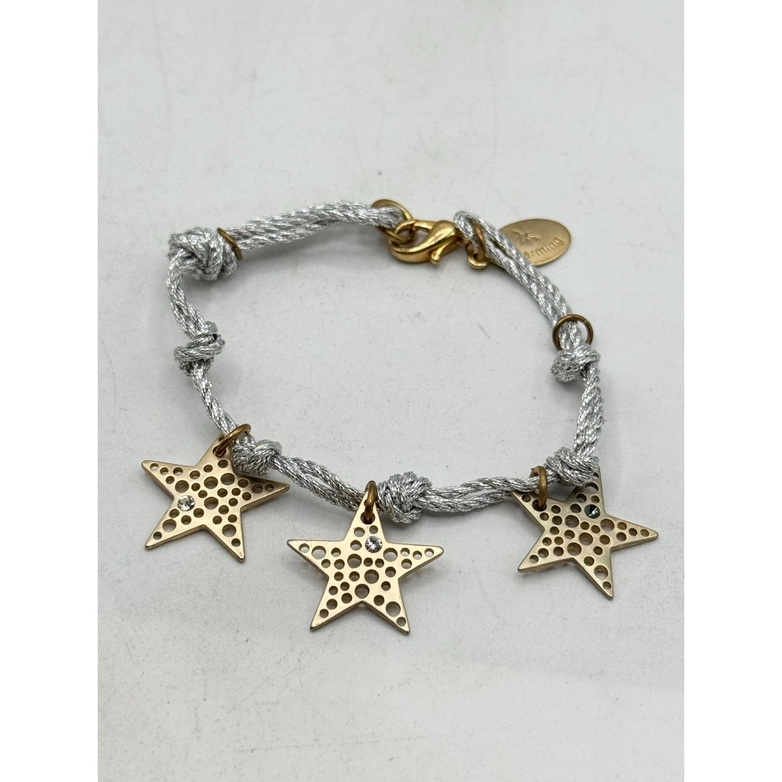 Other Vintage silver metallic thread rhinestone star charm bracele Size ONE SIZE - 2 Thumbnail