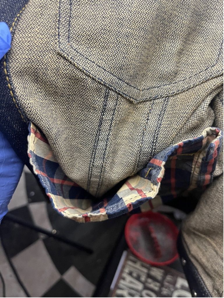 Armani Armani Indigo Denim Jacket w/ Plaid Lining – Size M (EU 50) Size L / US 10 / IT 46 - 7 Thumbnail