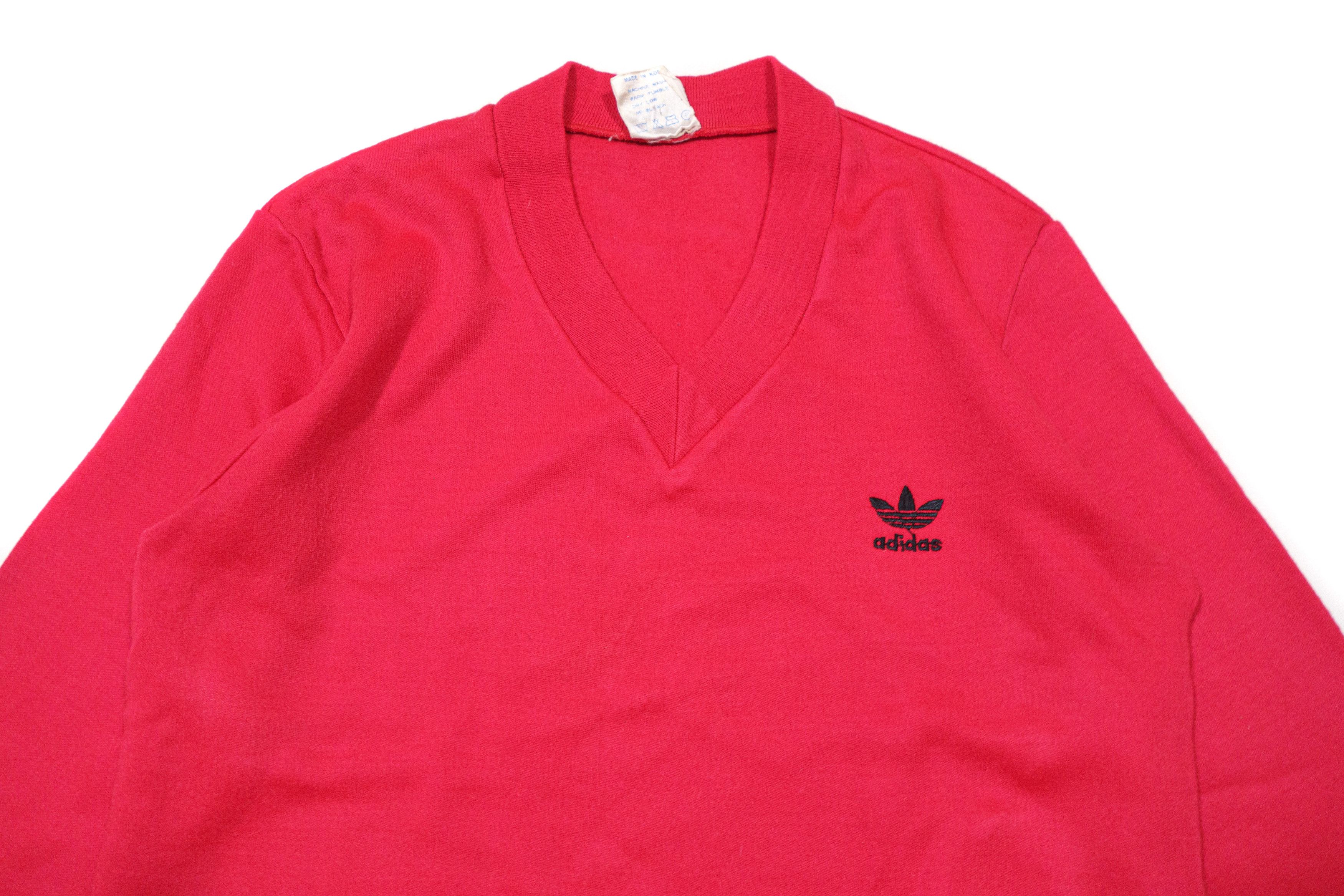 Adidas 80S Logo V-Neck Sweatshirt Made in Korea Size US M / EU 48-50 / 2 - 3 Thumbnail
