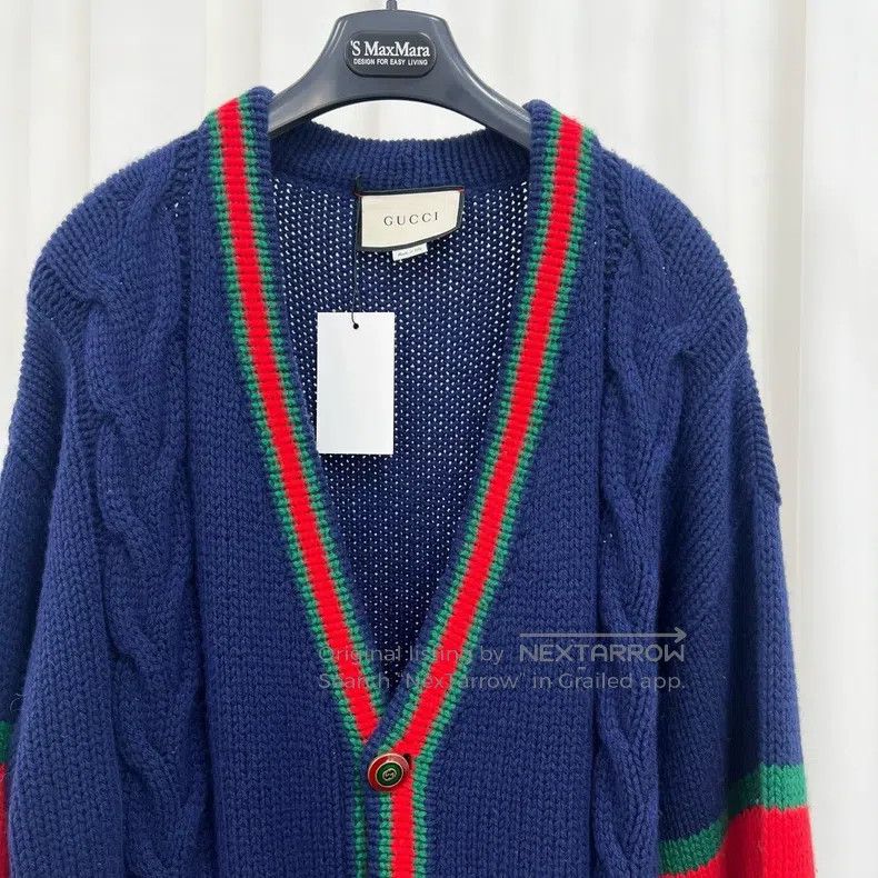 Gucci Gucci Dark blue, red and green striped knitted cardigan co Size US XXL / EU 58 / 5 - 3 Thumbnail