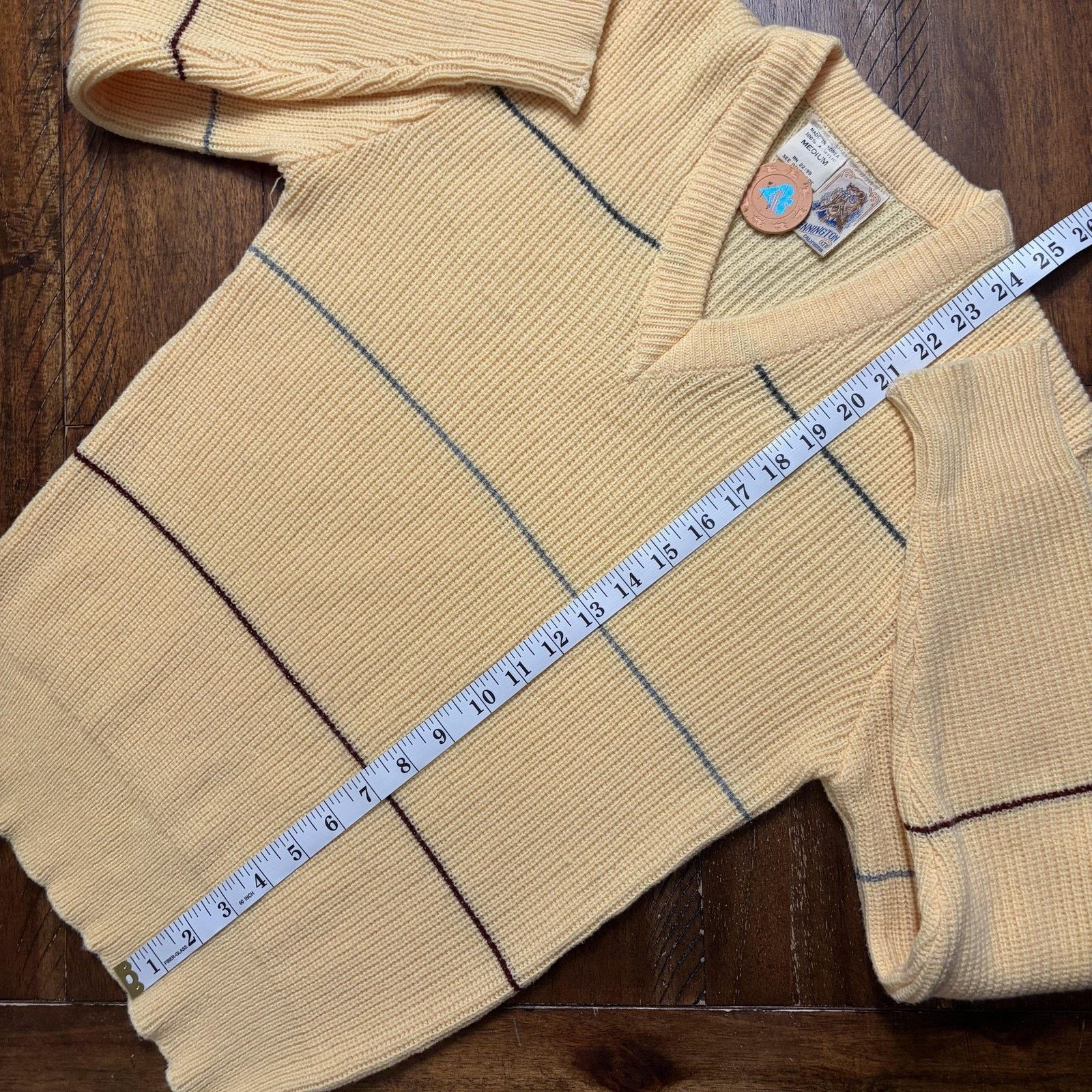 Kennington Ltd. Vtg Kennington Sweater M Striped Waffle Knit V Neck Pullover Size US M / EU 48-50 / 2 - 8 Thumbnail