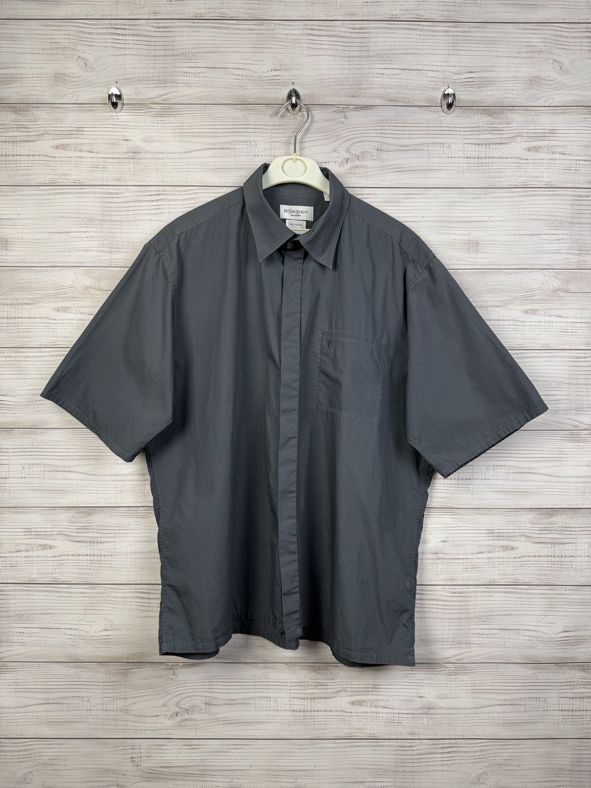 Yves Saint Laurent Vintage YSL Short Sleeve Shirt Button Up Saint Laurent Size US XL / EU 56 / 4 - 1 Thumbnail