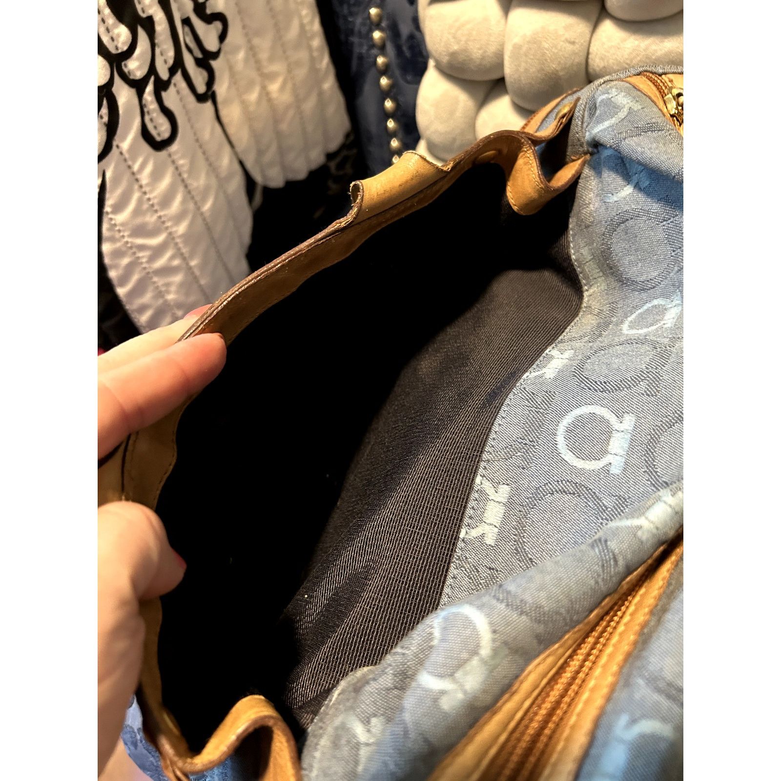 Salvatore Ferragamo Vintage Salvatore Ferragamo Gancini-pattern Blue Denim Size ONE SIZE - 11 Thumbnail