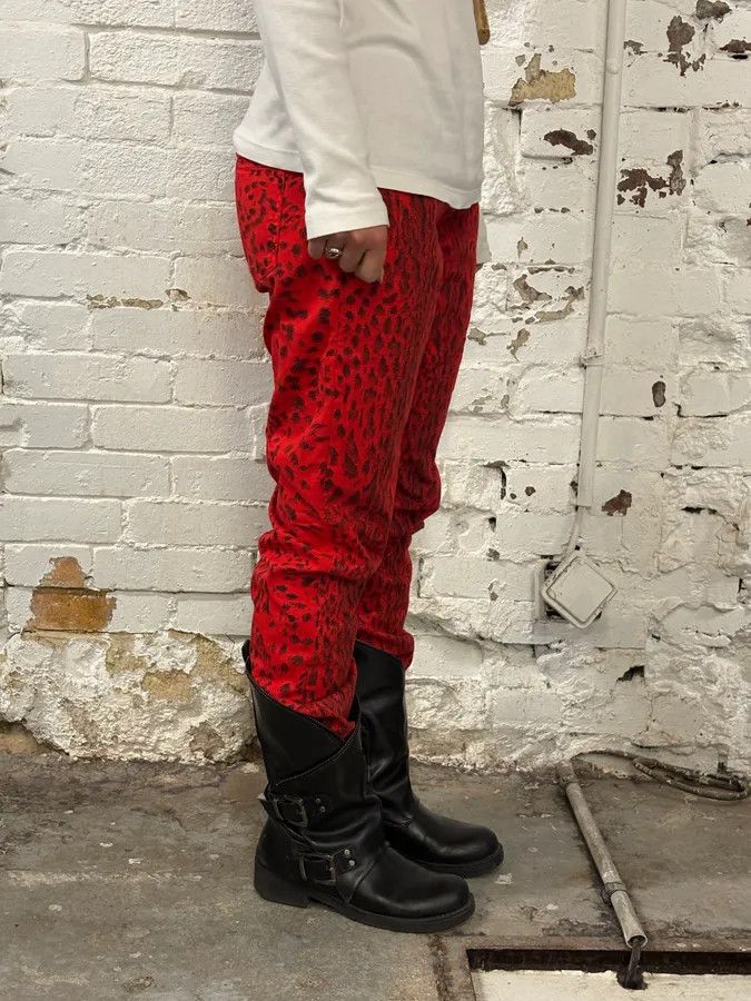 Just Cavalli SS2009 Cavalli Red & Black Leopard Pants Size 27" / US 4 / IT 40 - 3 Thumbnail