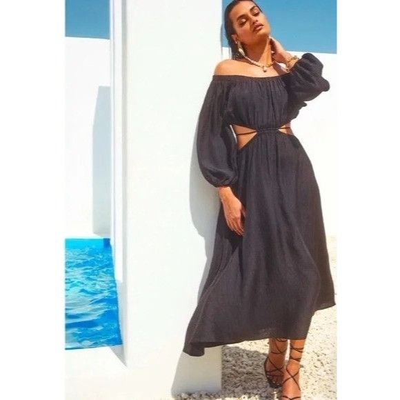 ASTR The Label Astr The Label Black Cassian Off-The-Shoulder Cutout Dress Size XS / US 0-2 / IT 36-38 - 1 Thumbnail
