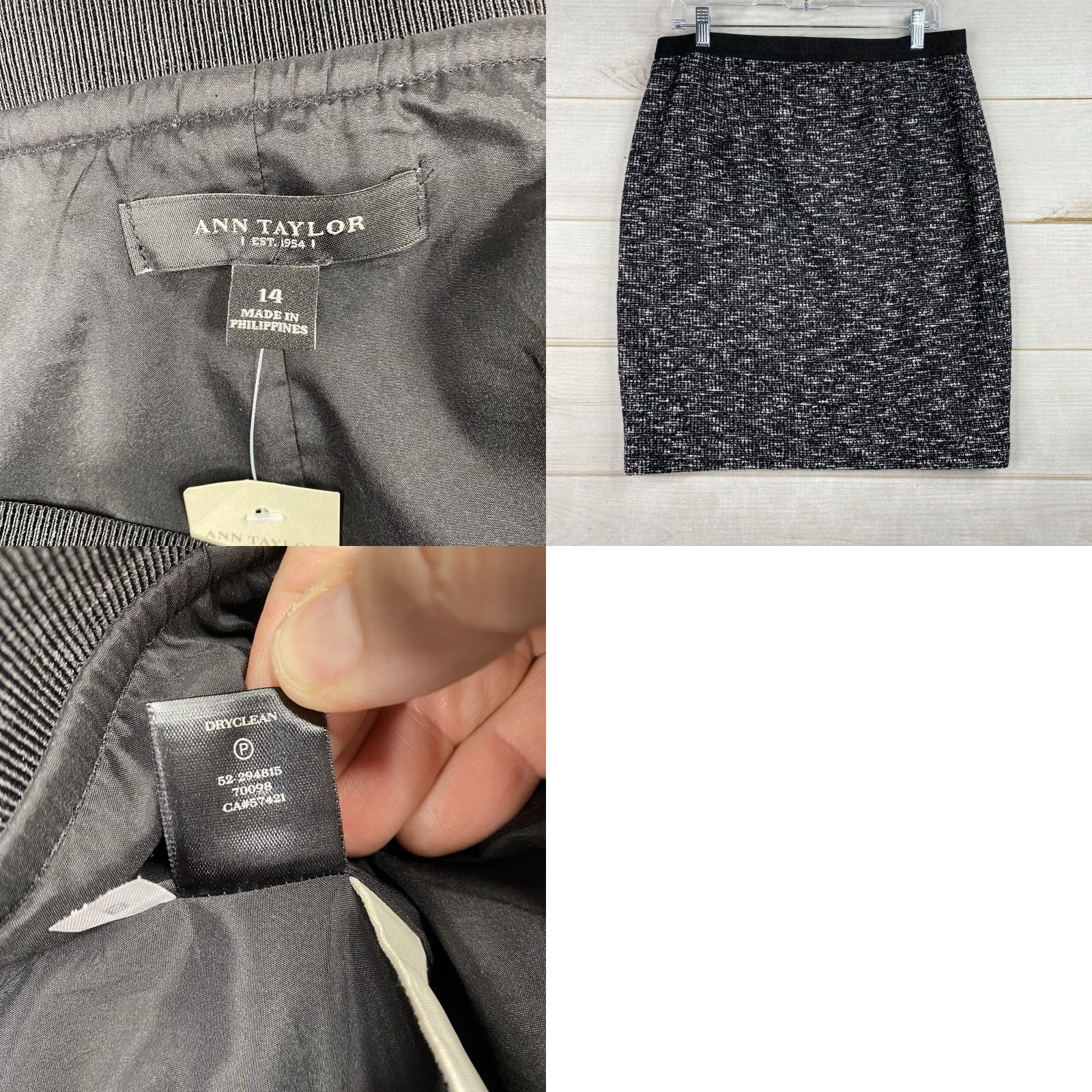 Ann Taylor Ann Taylor Skirt Adult 14 Black Tweed Zip Wool NWT Womens Size 36" / US 14 / IT 50 - 8 Thumbnail