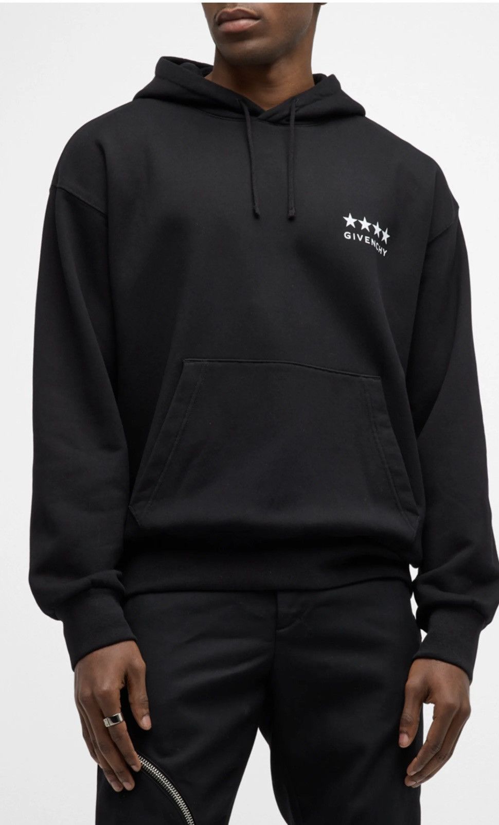 image of Givenchy Men's 4G Stencil Boxy-Fit Hoodie in Black (Size XL)