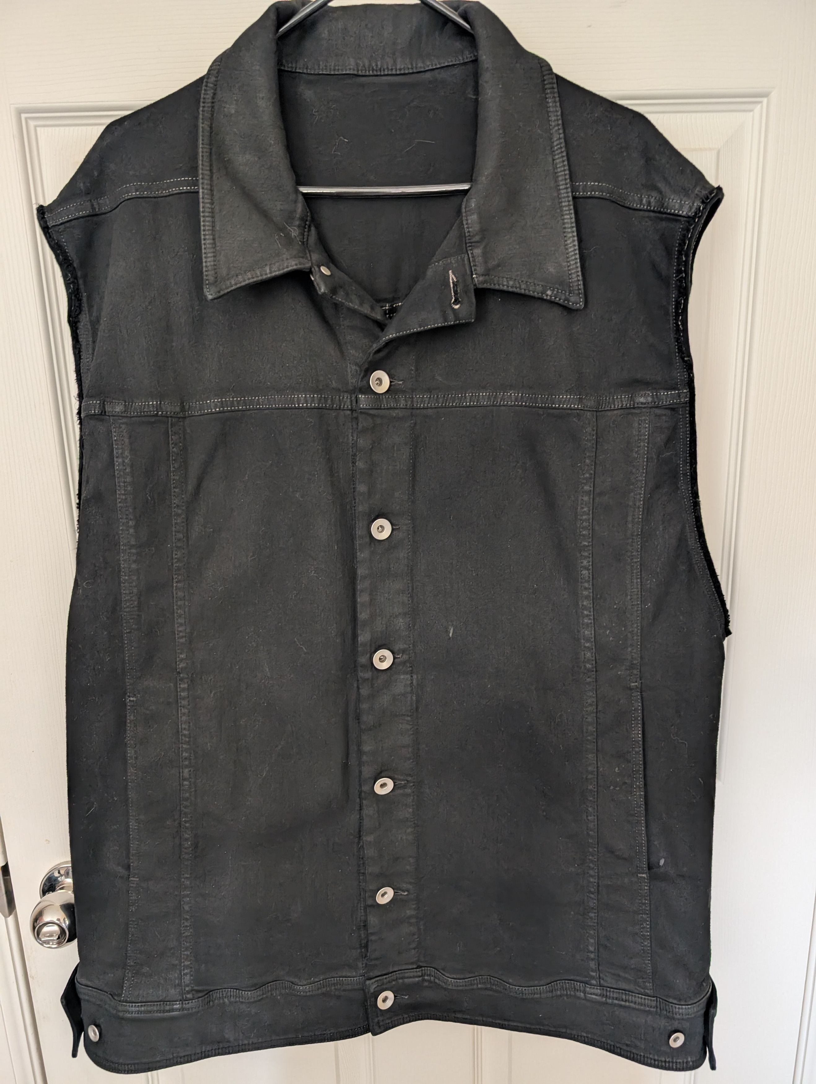 【Rick owens】denim long vest Gold Hollywood Jumbo Worker Denim Vest by Rick Owens DRKSHDW