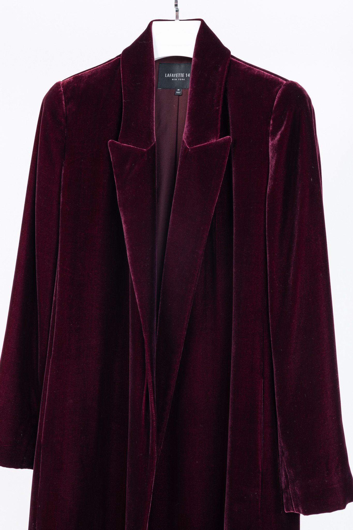 Lafayette 148 Lafayette 148 Valon Burgundy Velvet Open-Front Blazer Size M / US 6-8 / IT 42-44 - 3 Thumbnail