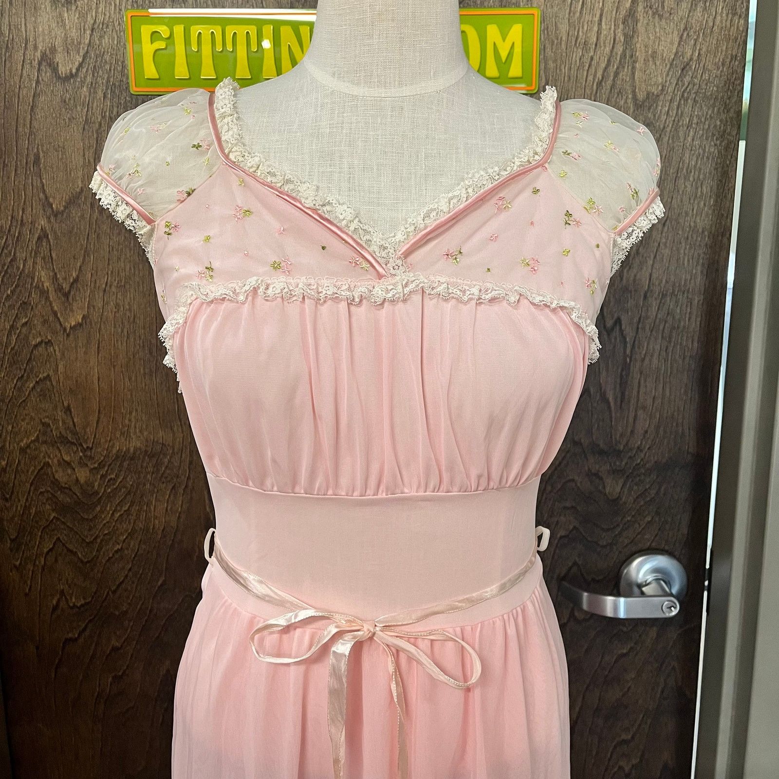 Other Pastel Pink 1960s Coquette Embroidered Nightgown Sheer Dress Size S / US 4 / IT 40 - 7 Thumbnail