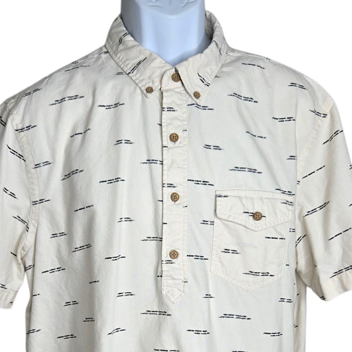 American Eagle Outfitters American Eagle Mens Geometric Print Shirt XL Cream Button Size US XL / EU 56 / 4 - 3 Thumbnail