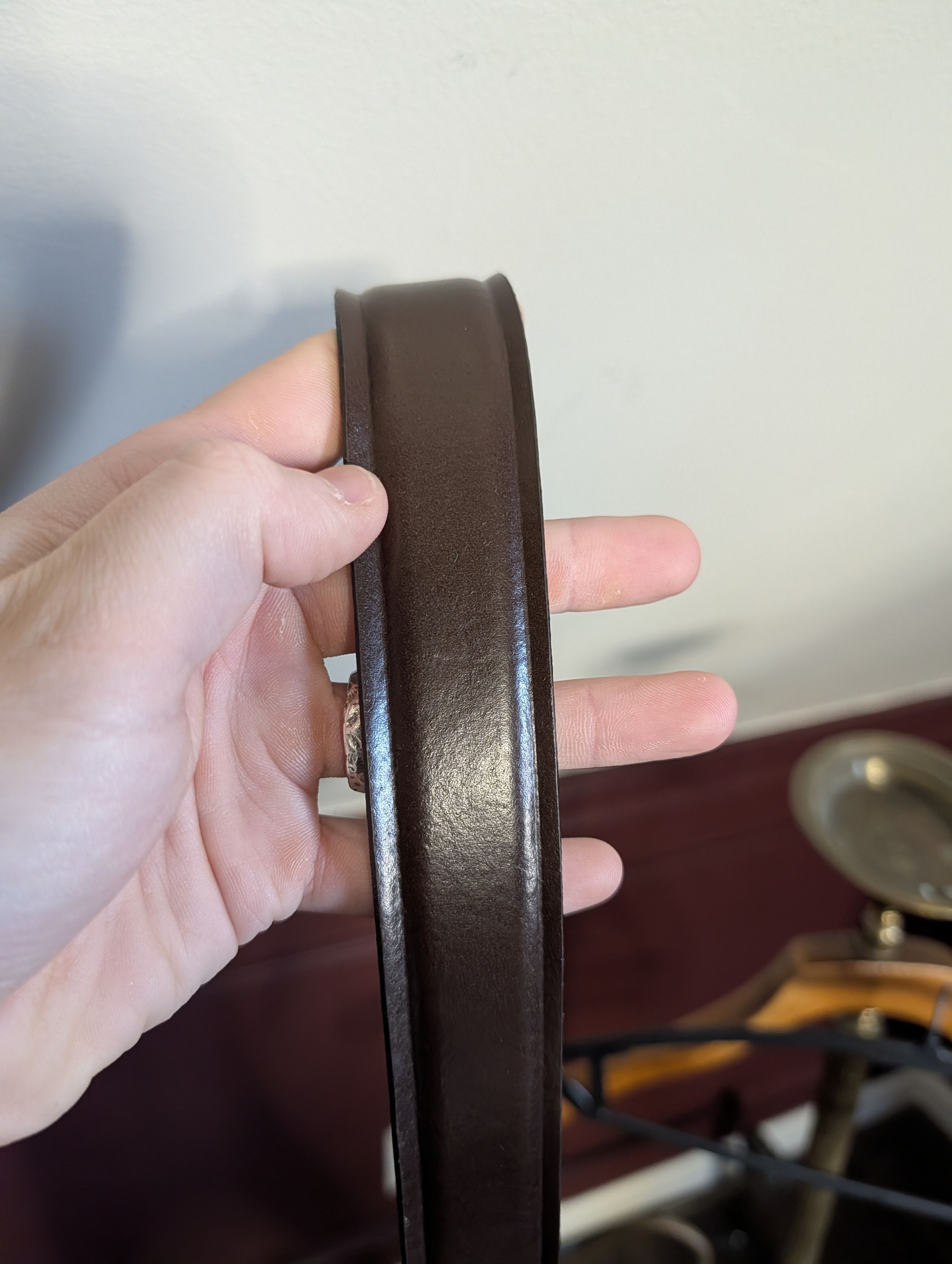 Allen Edmonds Dark brown handcrafted in USA leather ridged belt 42 Size 42 - 3 Thumbnail