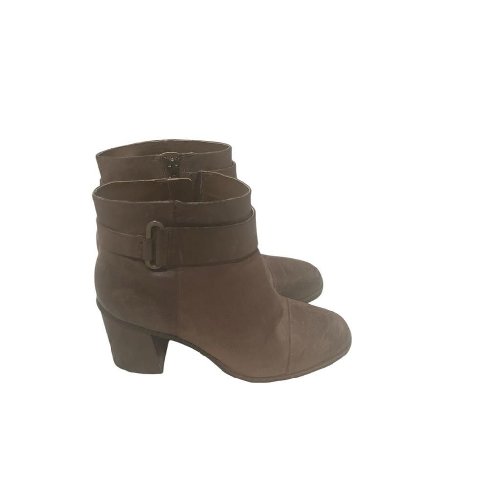 Designer Korks-Ease Brown Leather Cap Toe Block Heel Ankle Boots Size US 8 / IT 38 - 3 Thumbnail