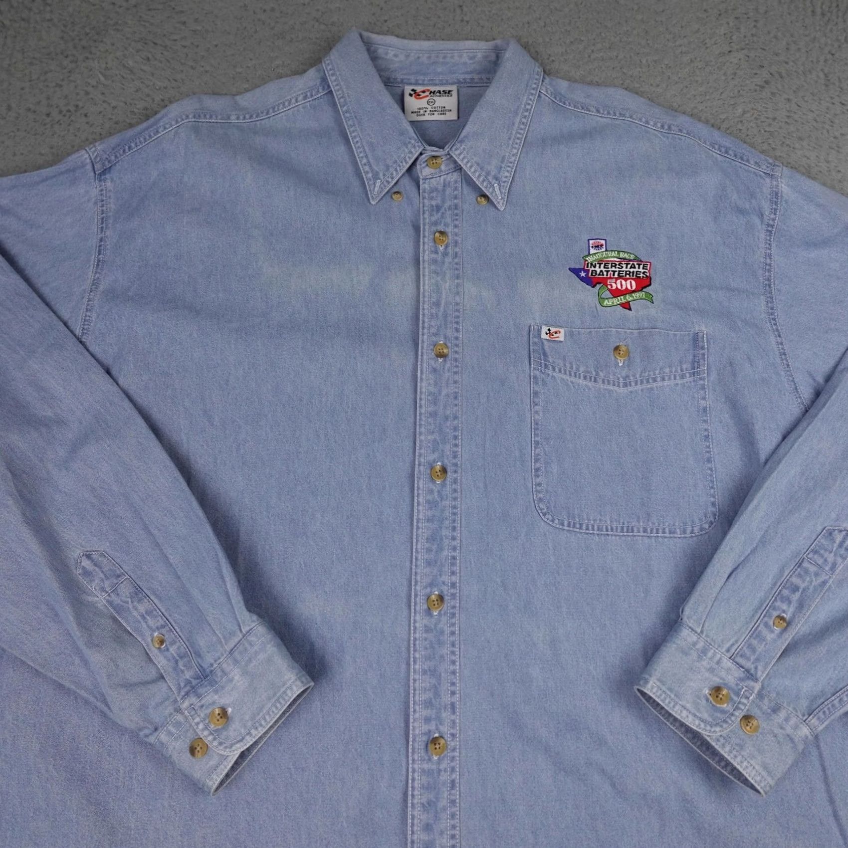 Chase Authentics VINTAGE Chase Authentics Shirt Mens 2XL Denim Interstate Batteries 500 90s Size US XXL / EU 58 / 5 - 3 Thumbnail
