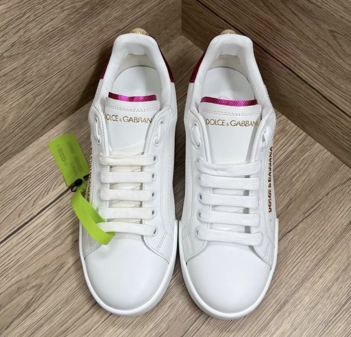 Dolce & Gabbana Dolce & Gabbana Pink-tail Pearl White Sneakers J41 Size US 7.5 / IT 37.5 - 2 Thumbnail