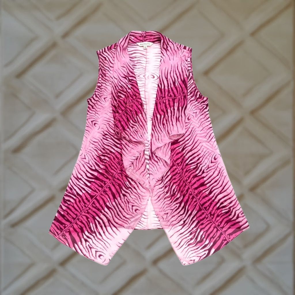 Vintage VINTAGE Accents By Lovello Womens Vest One Size Pink Zebra Print NWT Open Front Chiffon Sleeveless Mid-Length Summer Spring Beach Womens Size ONE SIZE - 1 Thumbnail