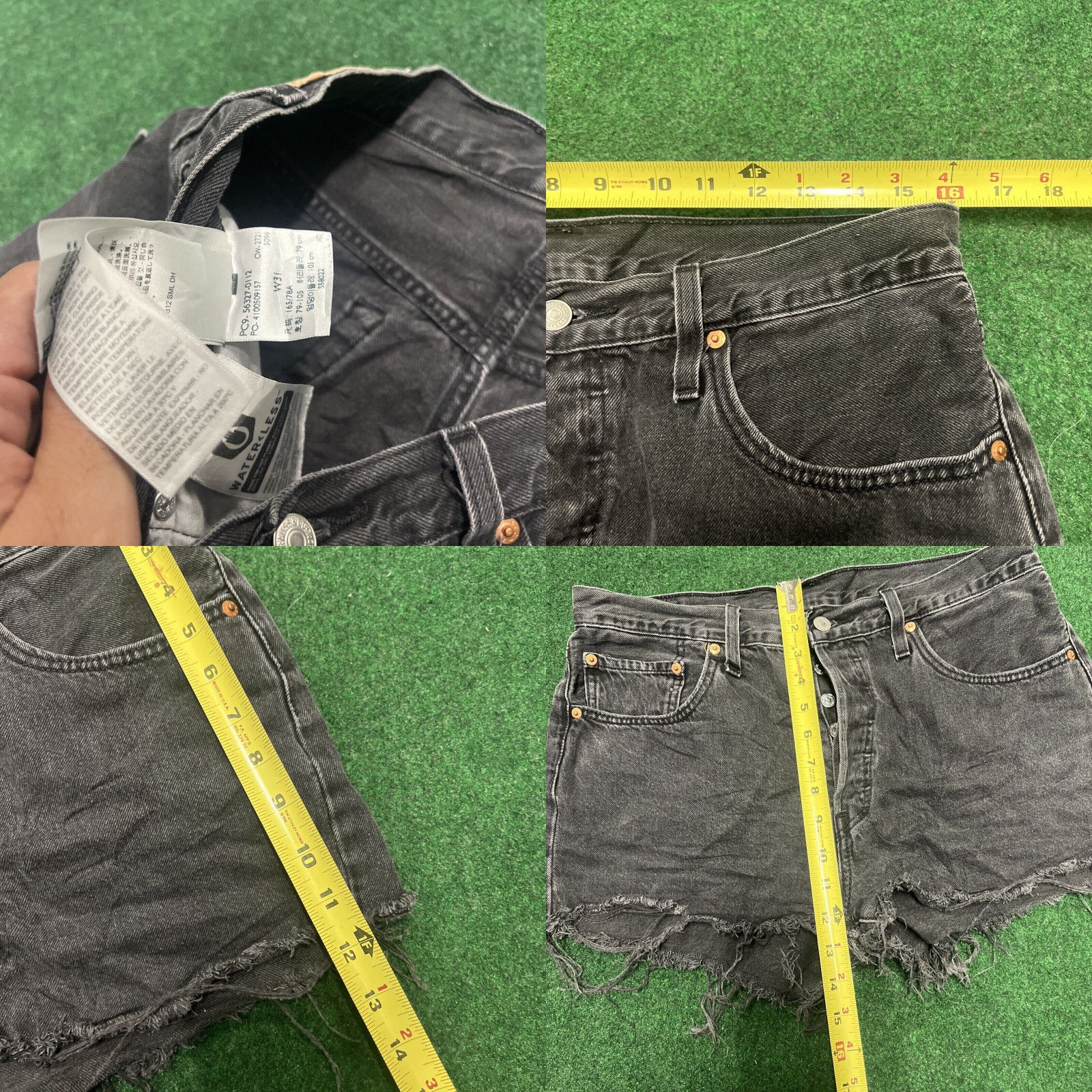 Levi's Levis 501 Womens Size 31 Cut Off Jeans Shorts Black Denim Button Fly Size 31" - 8 Thumbnail