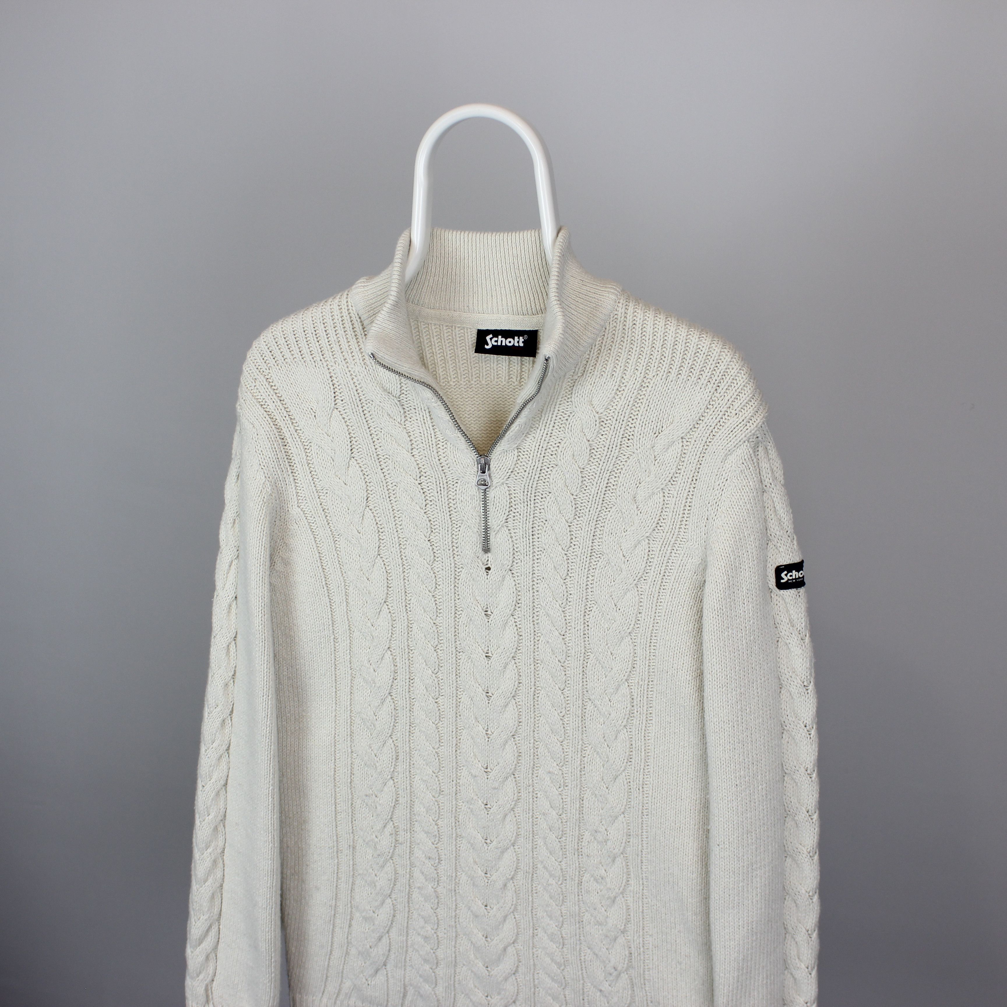 Schott Schott jumper sweater zip XL cream Size US XL / EU 56 / 4 - 2 Thumbnail