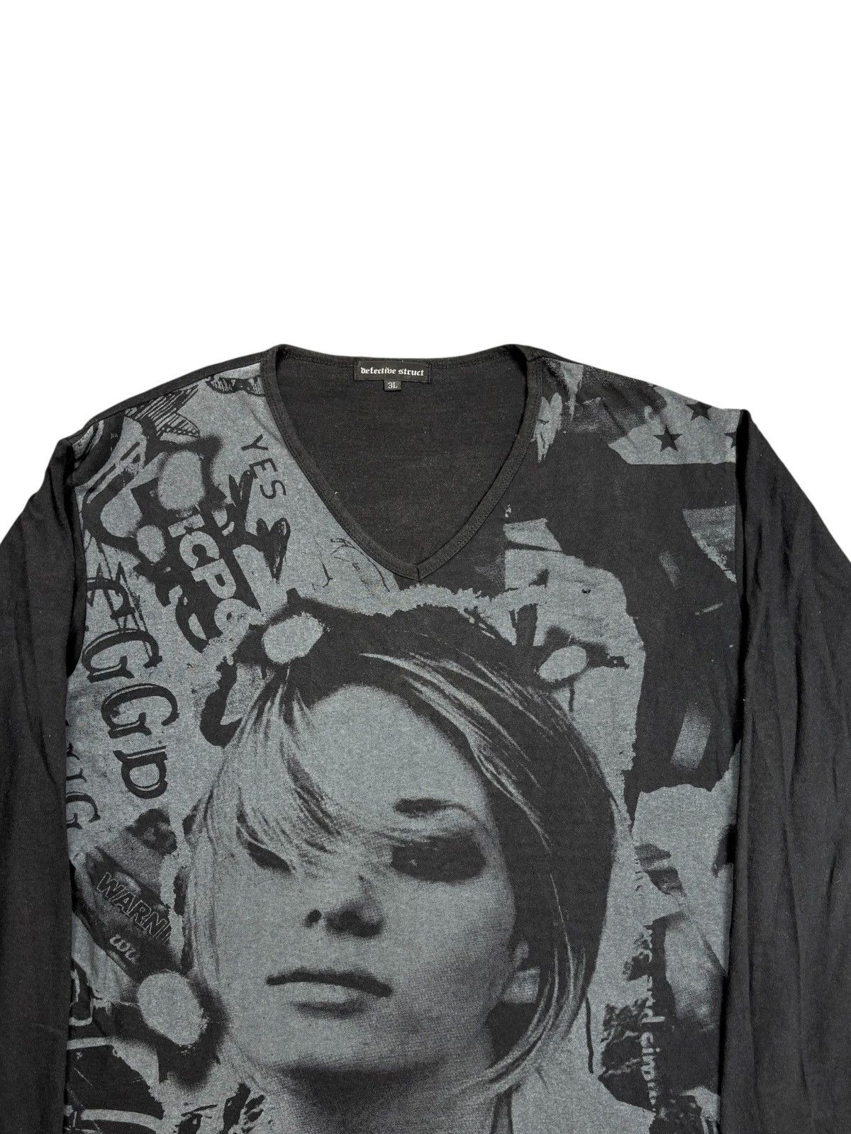 Hysteric Glamour 2000s Detective Struct - Printed Face V Neck LS Size US M / EU 48-50 / 2 - 5 Thumbnail