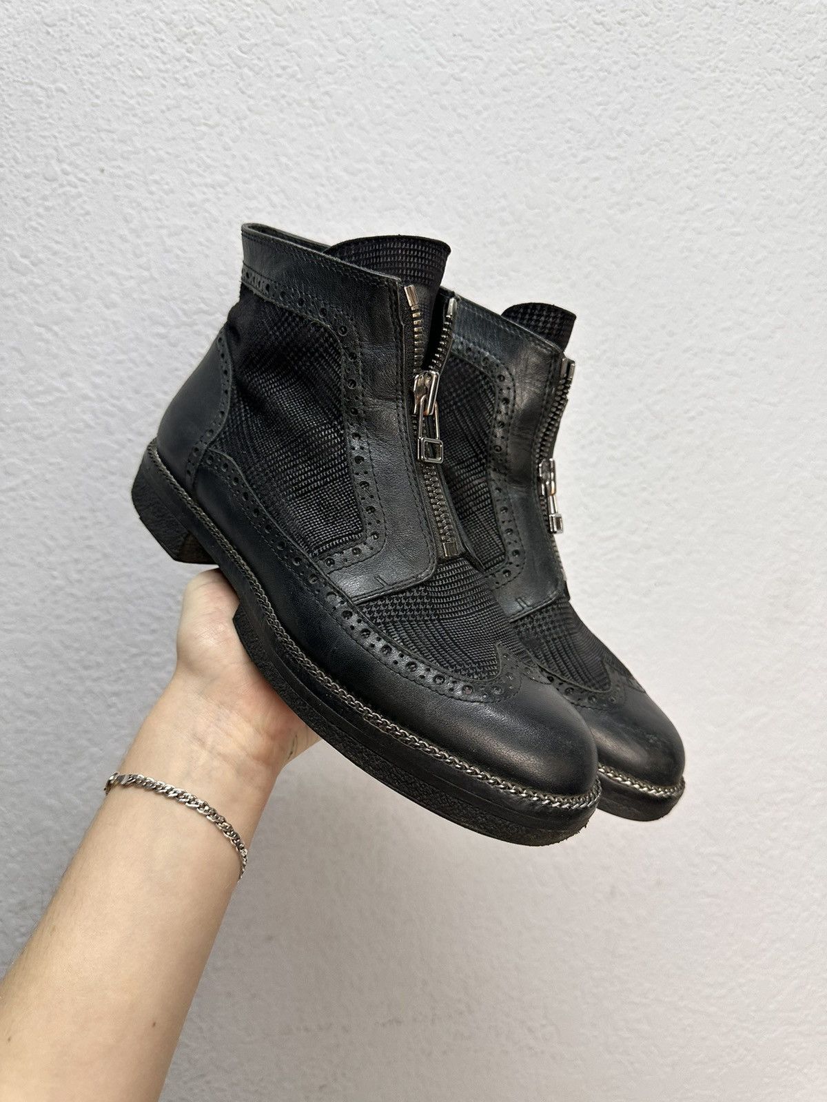 A.S.98 Rare Leather Boots patchwork Guidi avantgarde Japan Rick GOA Size US 8 / IT 38 - 2 Thumbnail