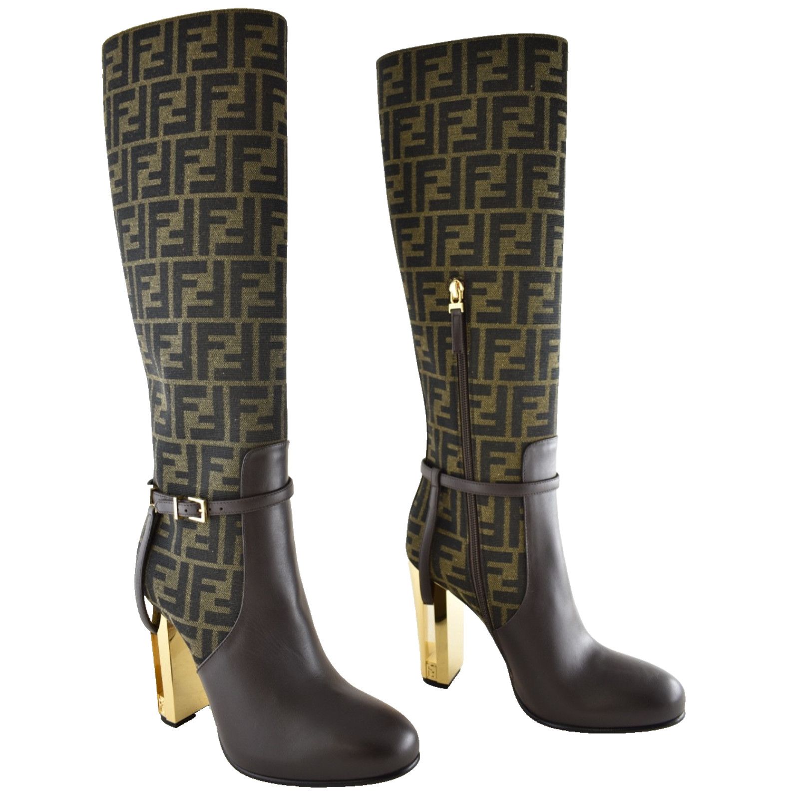 Fendi Fendi 105mm Traced Brown Leather Monogram FF Logo Size US 7 / IT 37 - 4 Thumbnail