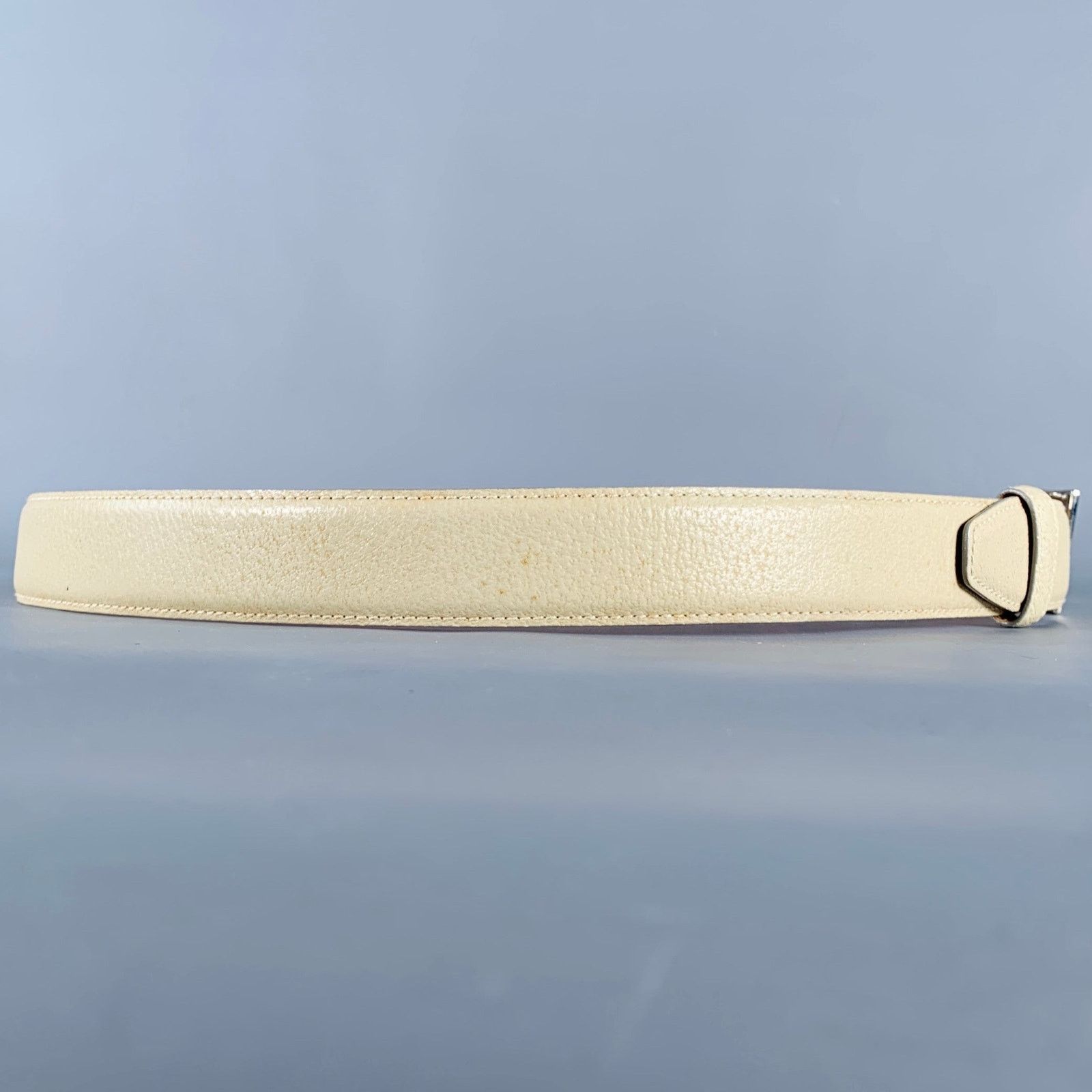 Gucci GUCCI Size 36 Beige Silver Leather Belt Size 36 - 3 Thumbnail