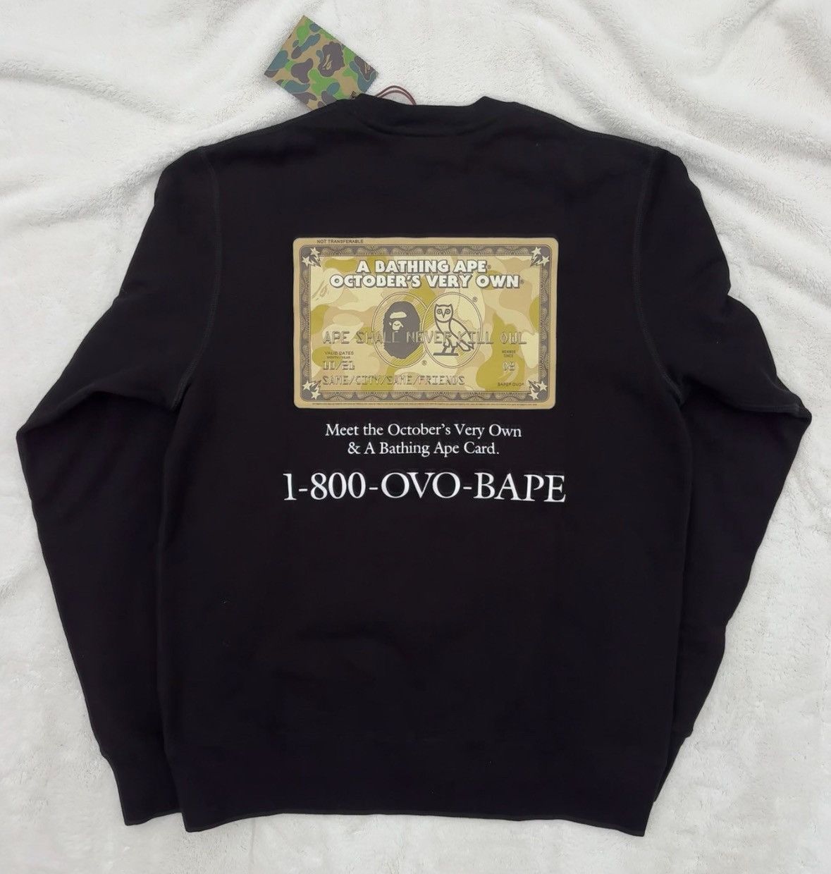 Bape × October's Very Own Bape x OVO Black Card Crewneck Size US L / EU 52-54 / 3 - 2 Thumbnail