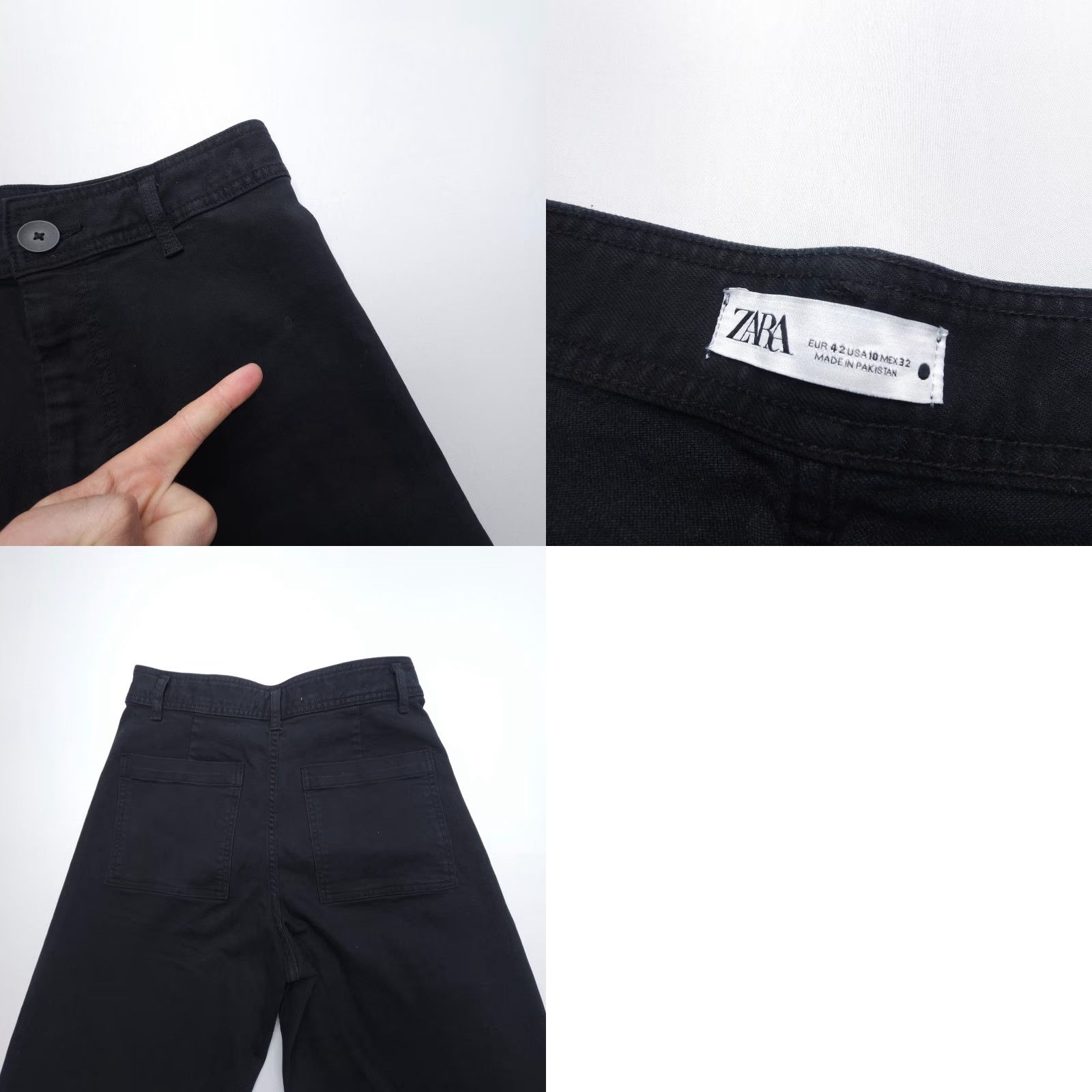 Zara Zara Black High Rise Wide Leg Jeans Size 10 29" Inseam Boho Bohemian 5-Pocket Regular Denim Cotton Nights? Size 32" / US 10 / IT 46 - 8 Thumbnail