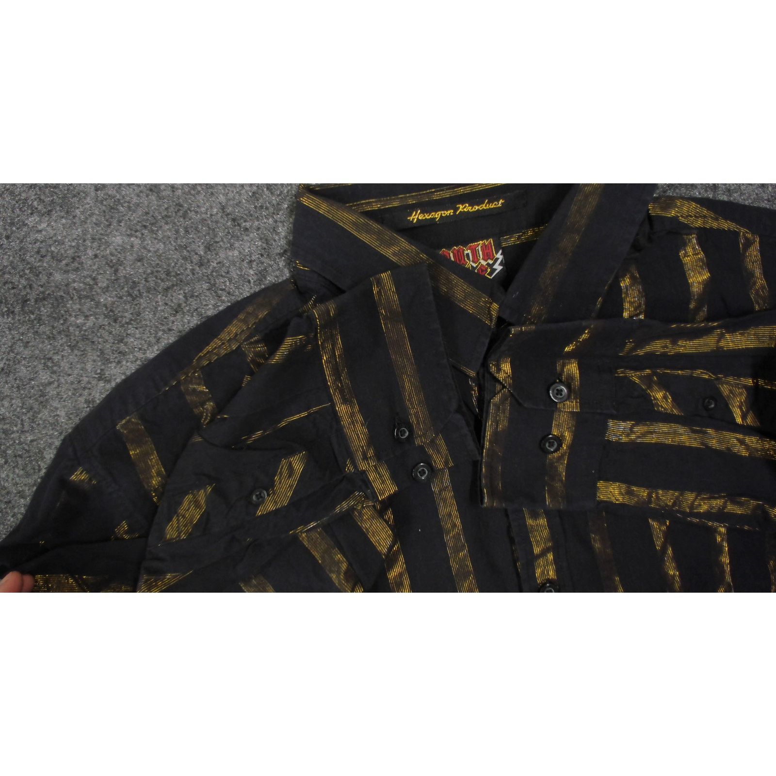 Southpole South Pole Vintage Y2K Metal Thunder Lurex Striped Shirt XXL Size US XXL / EU 58 / 5 - 9 Thumbnail