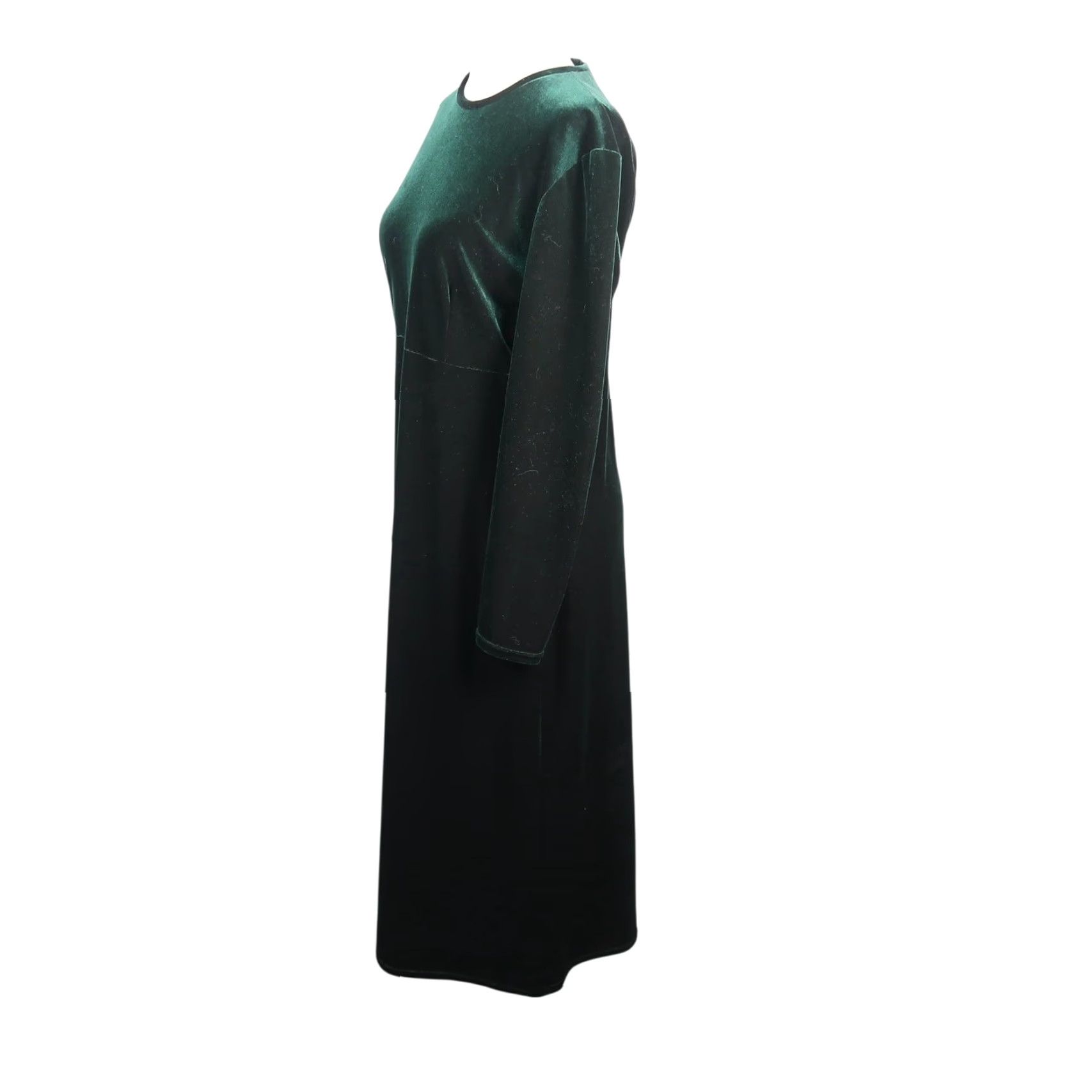 Velvet VINTAGE 90s K.C. Spencer Dark Green Velvet Midi Dress Long Sleeve M Women Party/Cocktail, A-Line, Zip Size M / US 6-8 / IT 42-44 - 3 Thumbnail