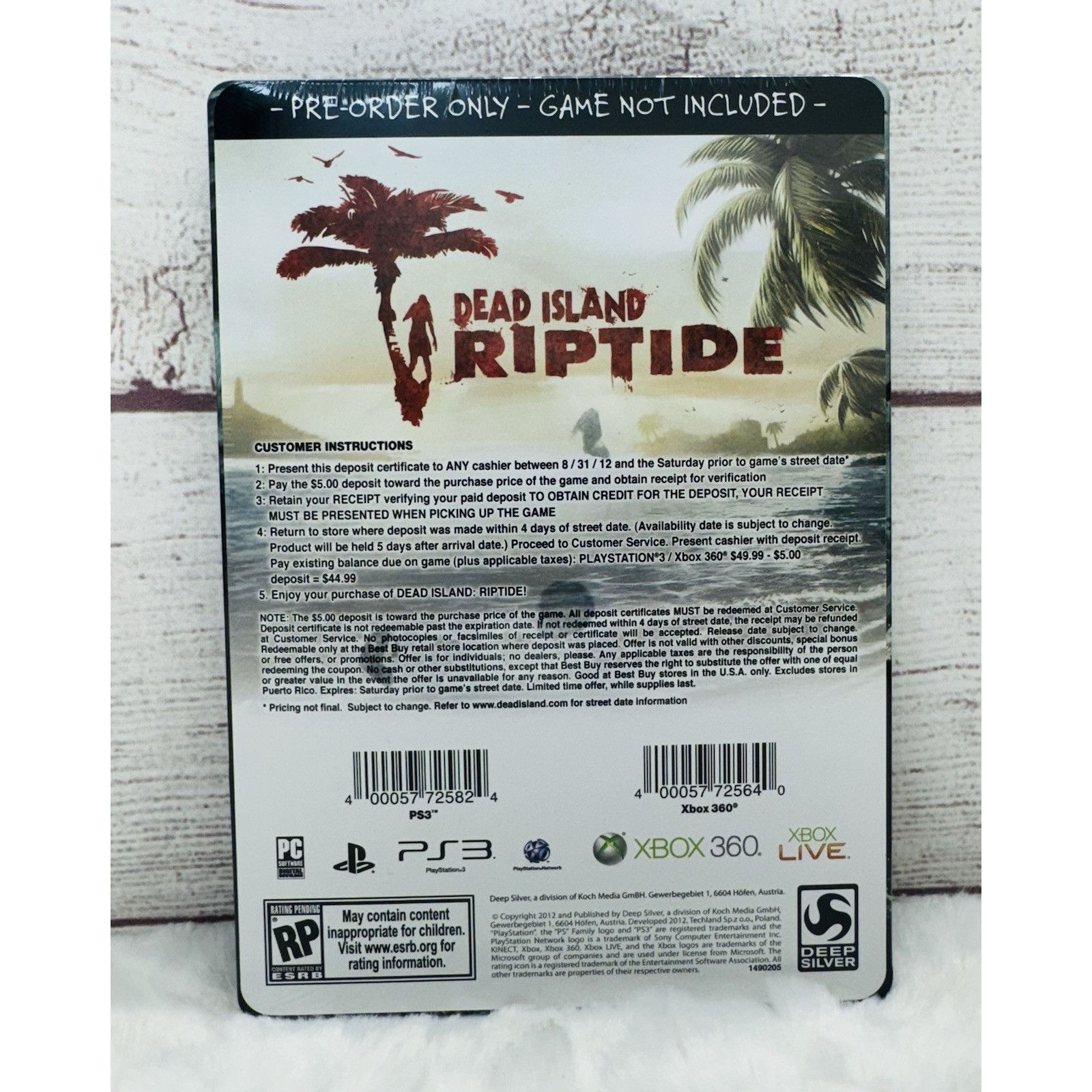 Sony Dead Island Riptide Steelbook CASE ONLY 2013 Pre Order Promo Size ONE SIZE - 2 Thumbnail