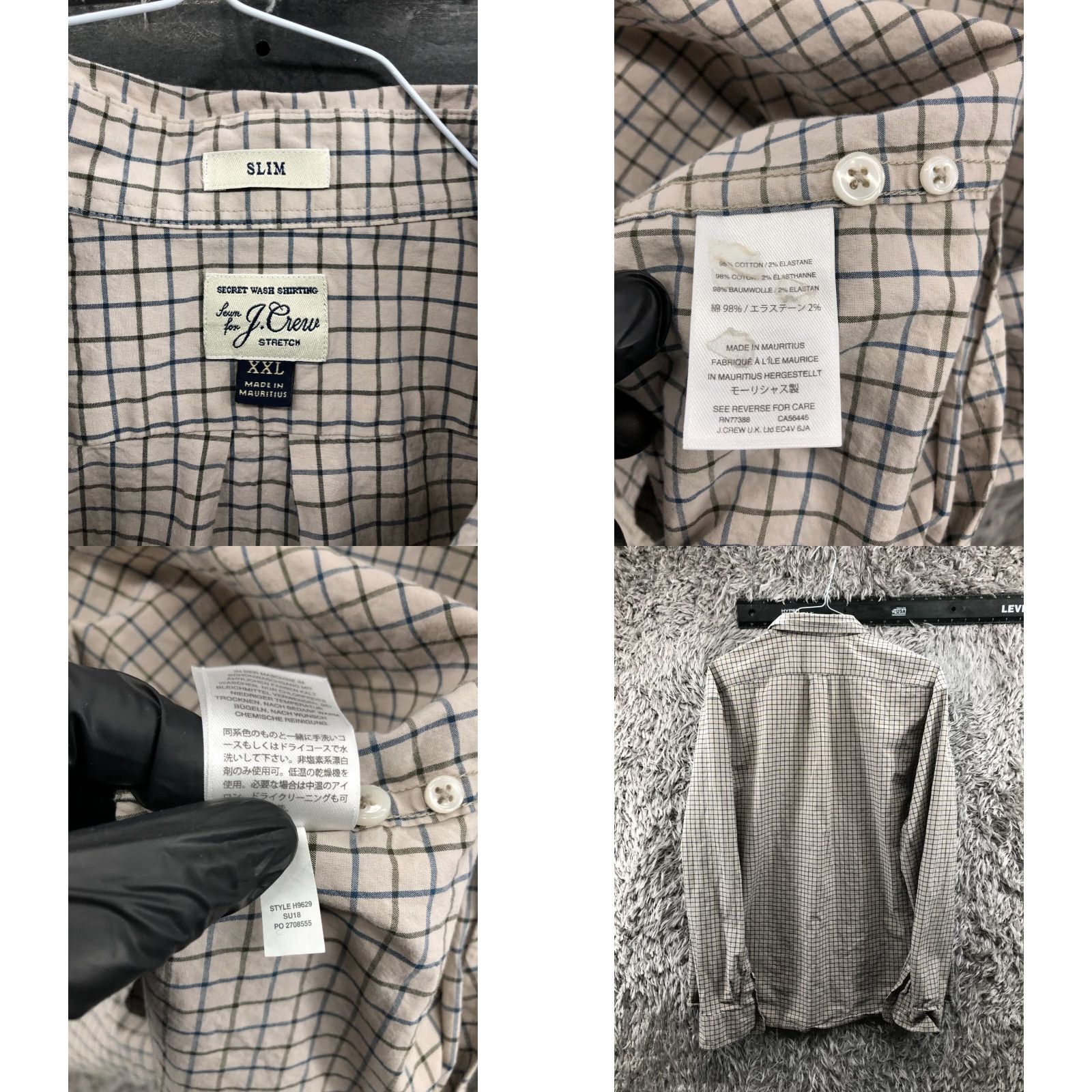 J.Crew J.Crew Slim Shirt Beige Grid Check Size 2XL Mens Long Sleeve Shirt Size US XXL / EU 58 / 5 - 8 Thumbnail