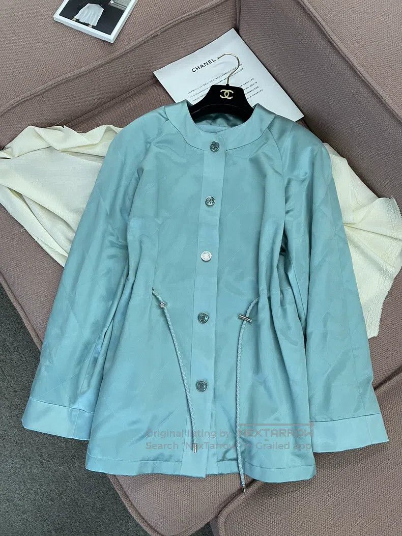 Chanel Chanel 23P Lake Blue Silk Drawstring Windbreaker Jacket Size XXS / US 00 / IT 34 - 1 Thumbnail