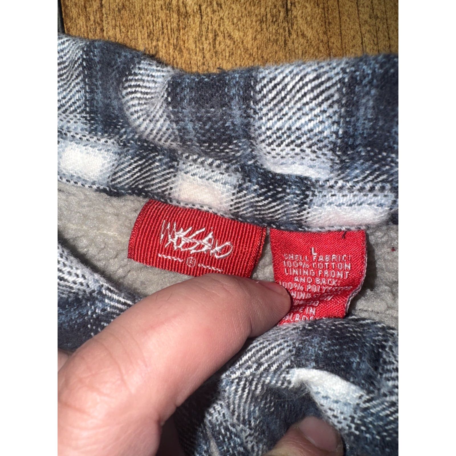 Mossimo VINTAGE Mossimo Flannel Shirt Plaid Gray Blue Lined Fleece Button-Up 90s Workwear Mens Shirt Size US S / EU 44-46 / 1 - 5 Thumbnail