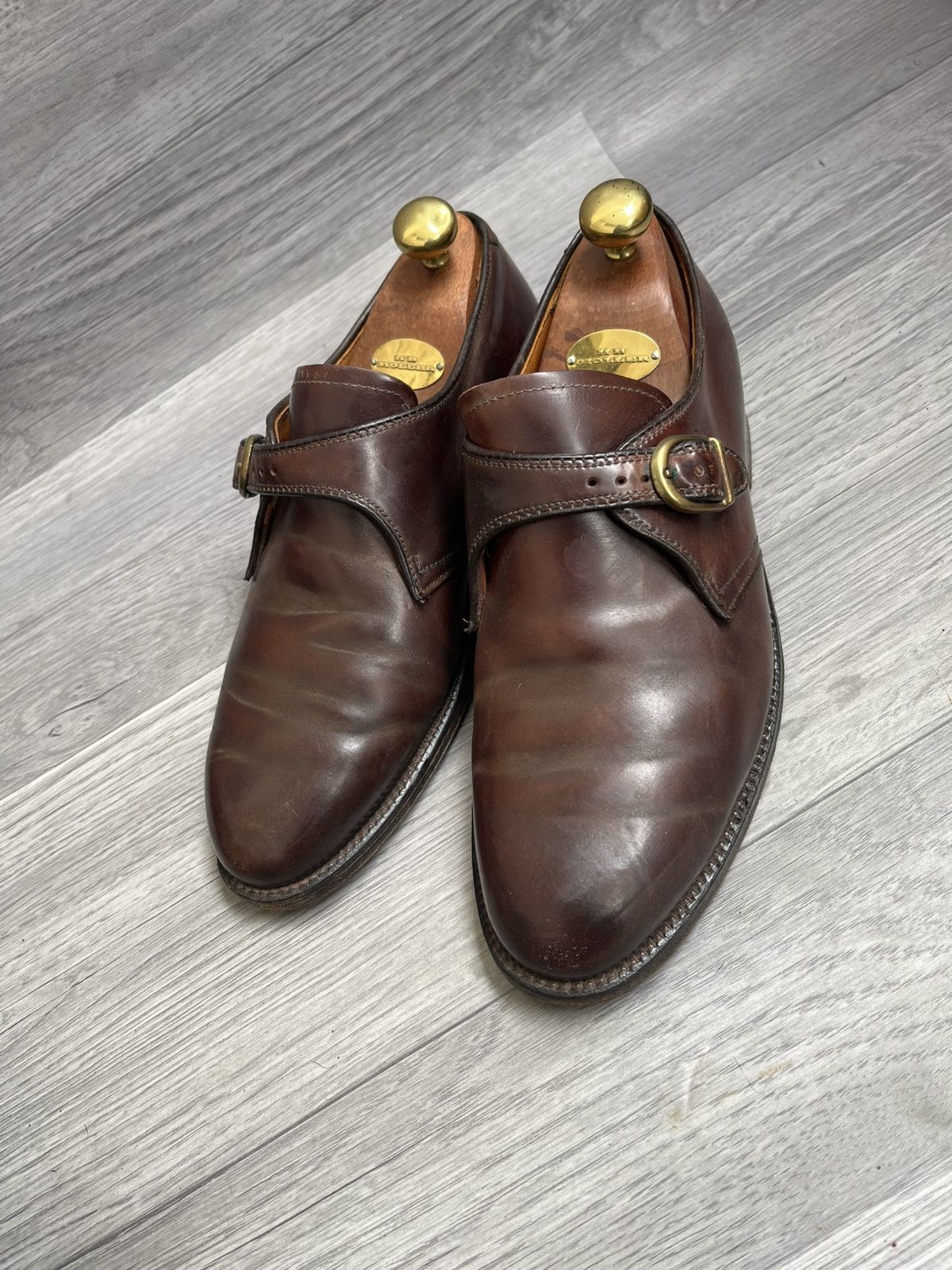Alden Alden 975 plain toe single monk strap shell cordovan US7EE. Size US 7 / EU 40 - 7 Thumbnail