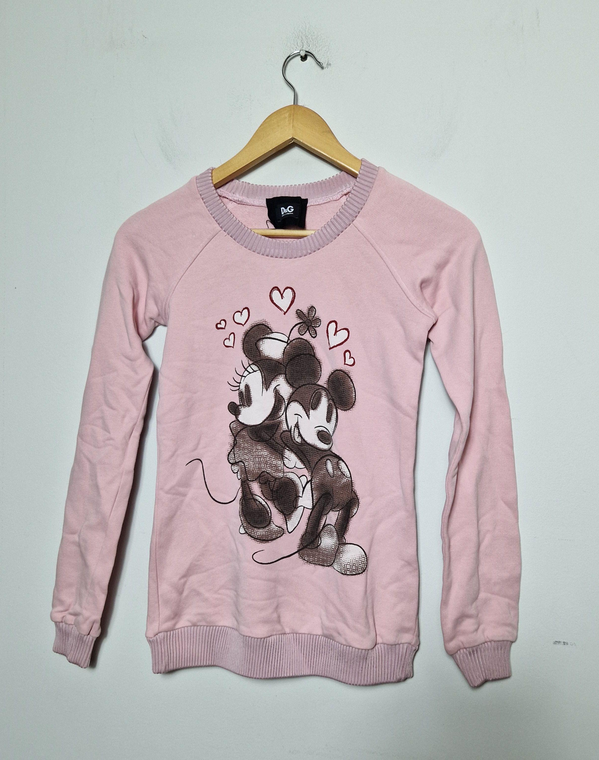 image of Dolce & Gabbana Disney Mickey Mouse Vintage Y2K Sweatshirt in Pink, Women's (Size Small)