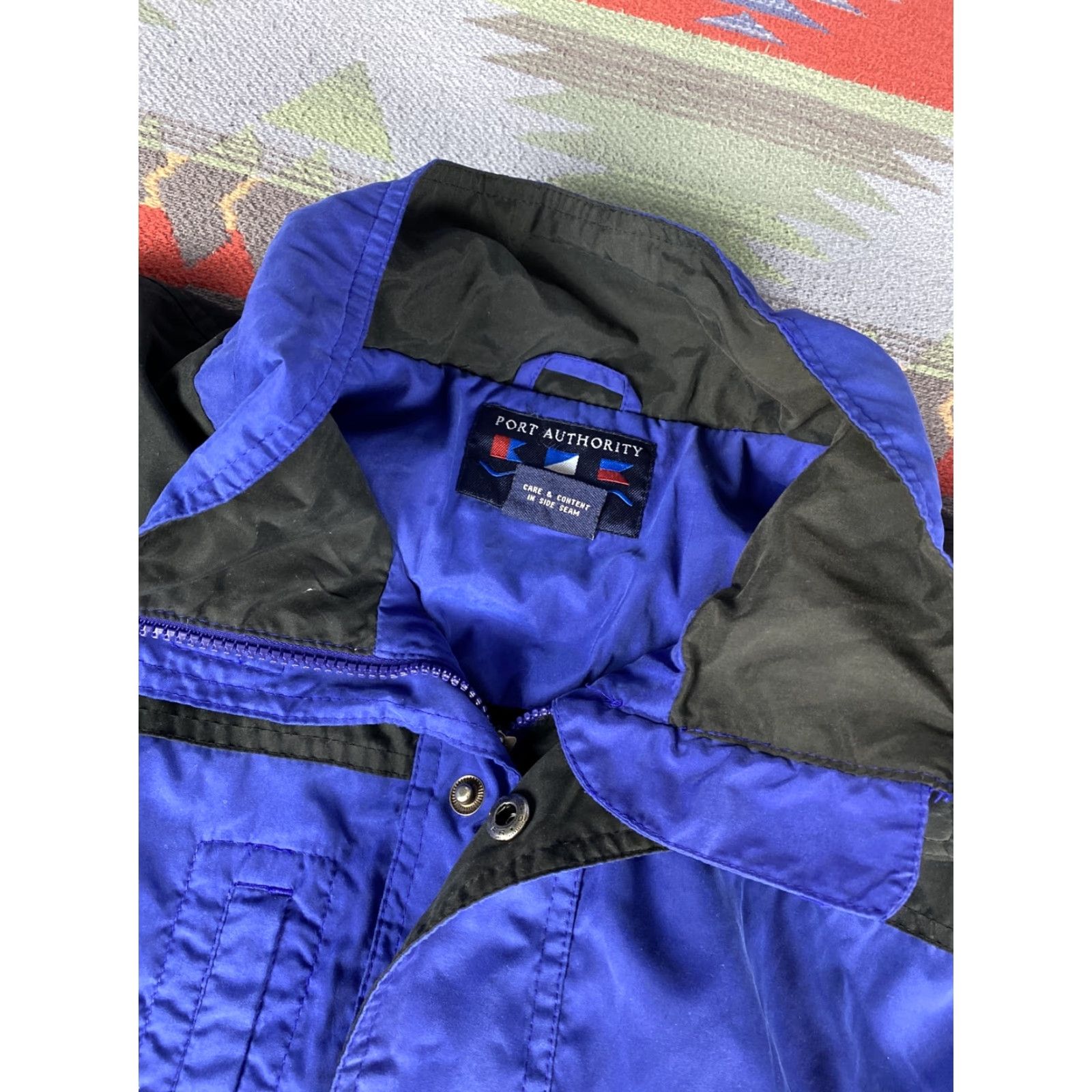 Port Authority VINTAGE Port Authority Windbreaker Jacket Mens Blue Black Sz L Size US L / EU 52-54 / 3 - 3 Thumbnail