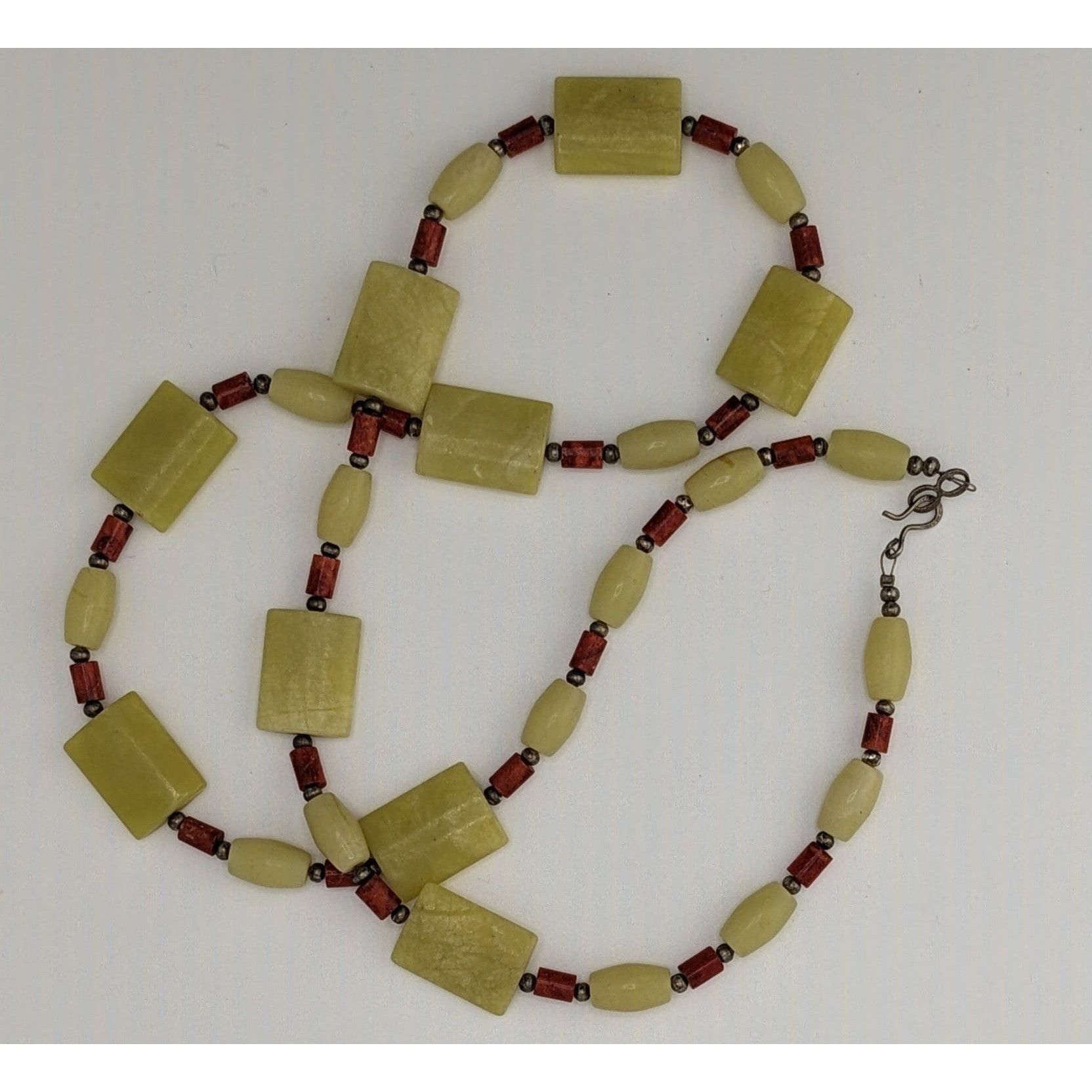 Other Vintage Handmade Jade And Coral Beaded Necklace With Sterlin Size ONE SIZE - 4 Thumbnail