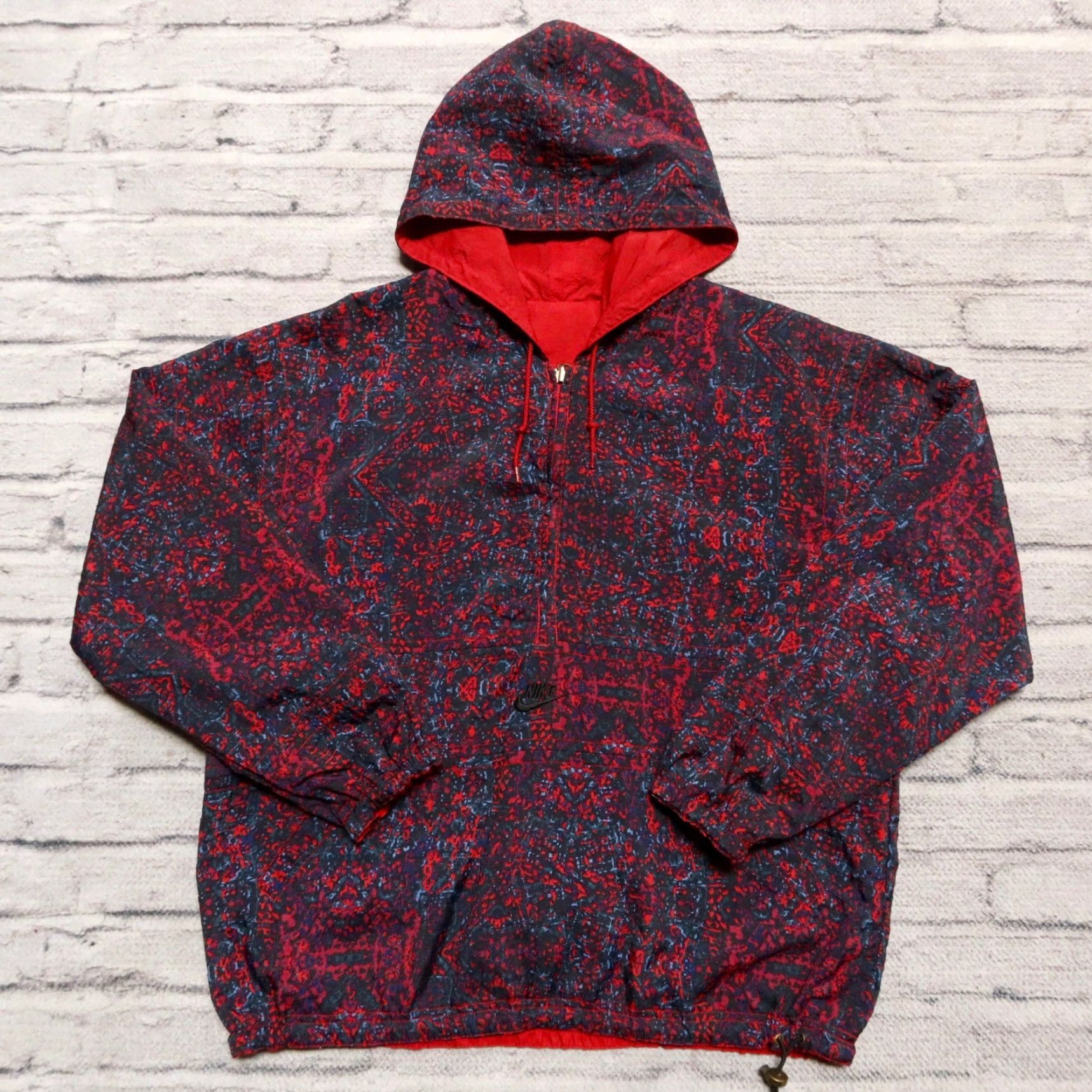 Nike Vintage Nike Reversible Windbreaker Jacket Mens M Red 90s Swoosh Center Hoody Jacket Size US M / EU 48-50 / 2 - 2 Thumbnail