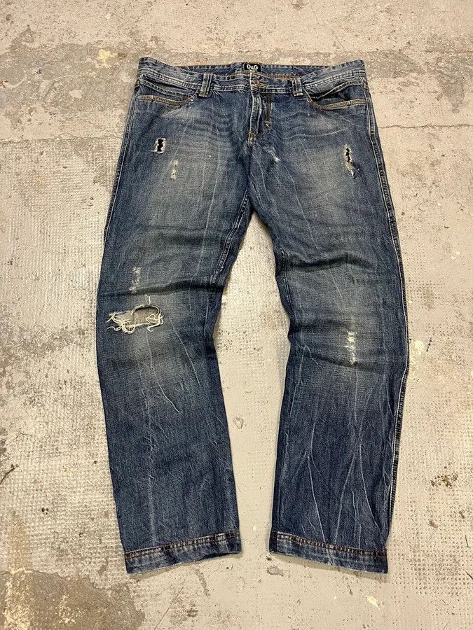 Dolce & Gabbana 2000s Dolce & Gabbana Blue Distressed Denim Jeans Size US 34 / EU 50 - 1 Thumbnail