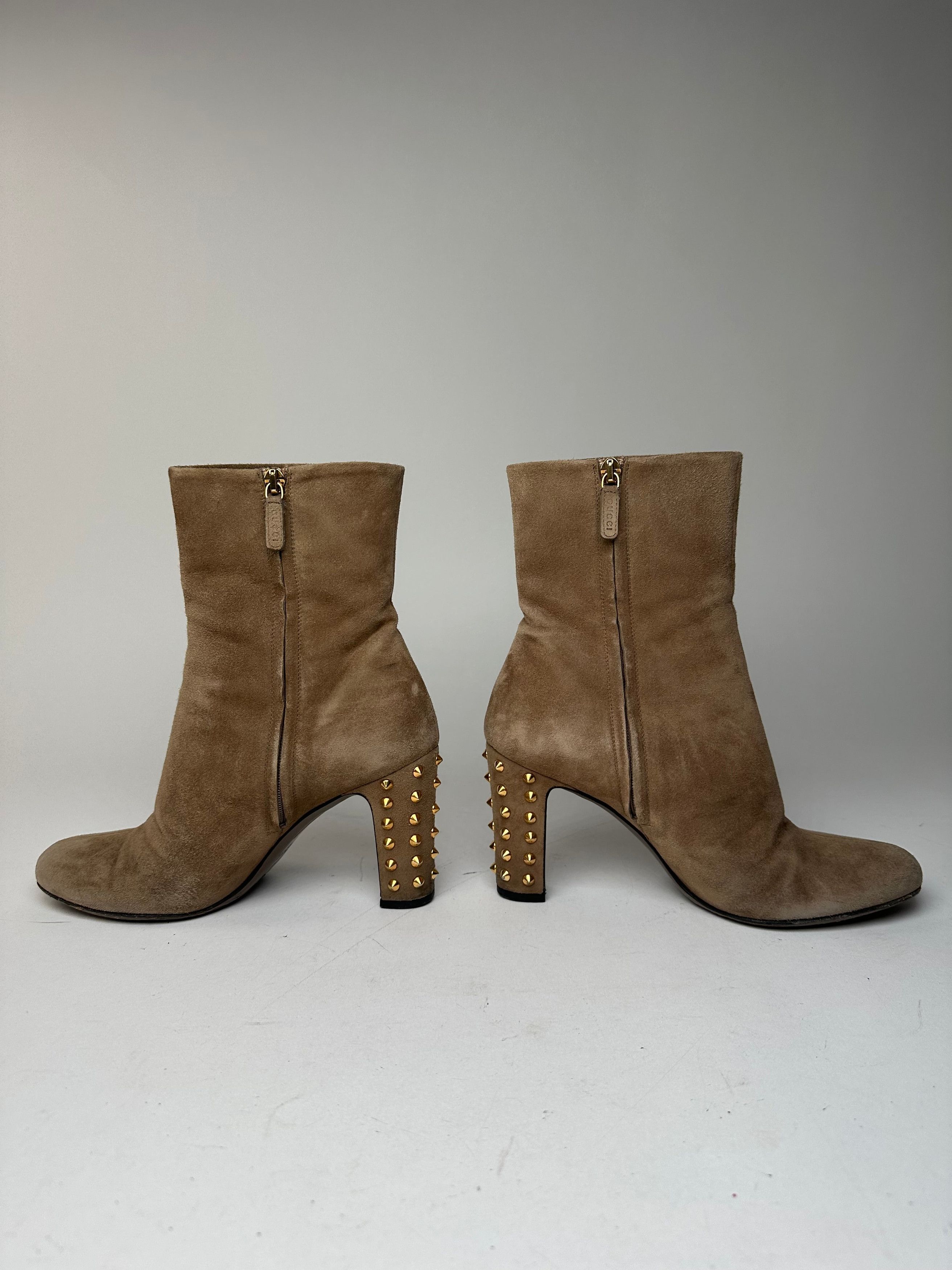 Gucci Vintage Studded Heeled Boots Brown 37 Size US 6 / IT 36 - 1 Thumbnail
