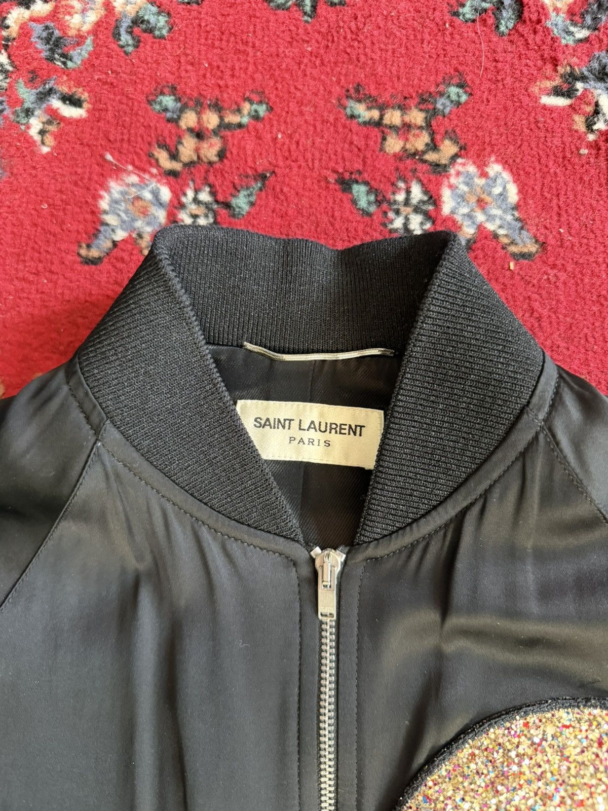 Saint Laurent Paris 2016 Glitter Diamond Patch Bomber Jacket Size US S / EU 44-46 / 1 - 4 Thumbnail