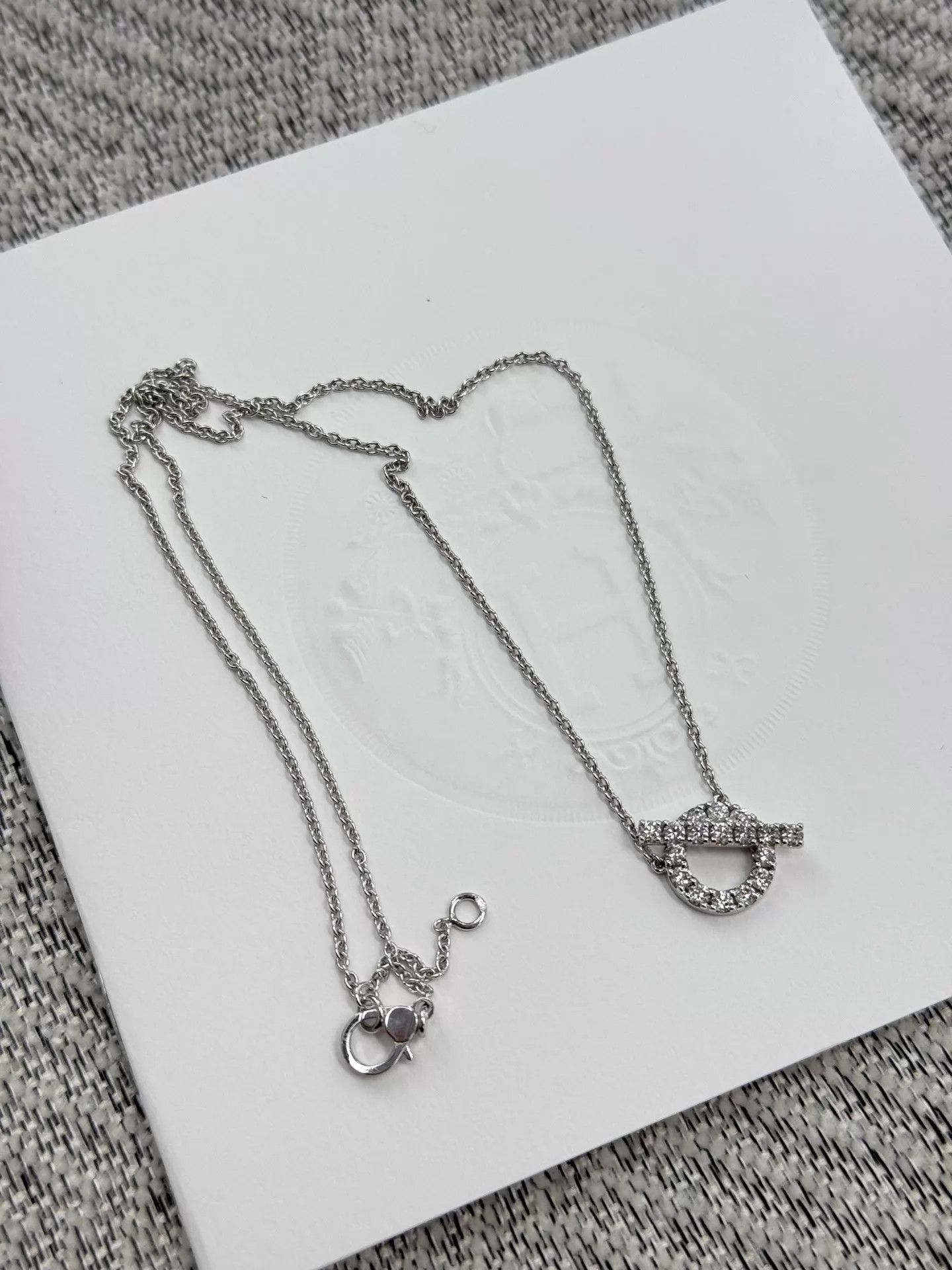 Hermes Hermes 18k White Gold Diamond Finesse Q Necklace 24 Size ONE SIZE - 5 Thumbnail