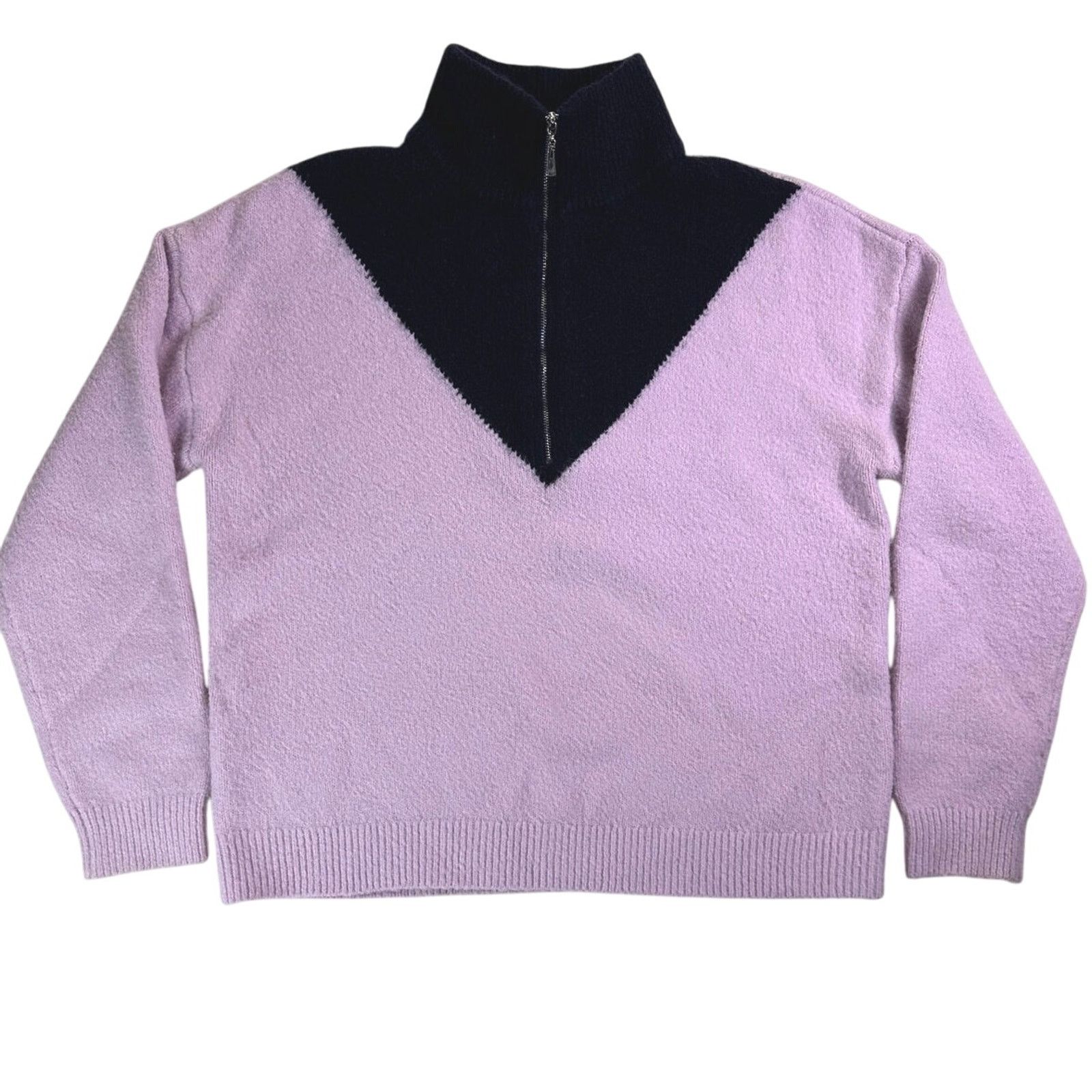 Other LPA Lilac Navy Color Block Half-Zip Collared Sweater Size S Size S / US 4 / IT 40 - 12 Thumbnail