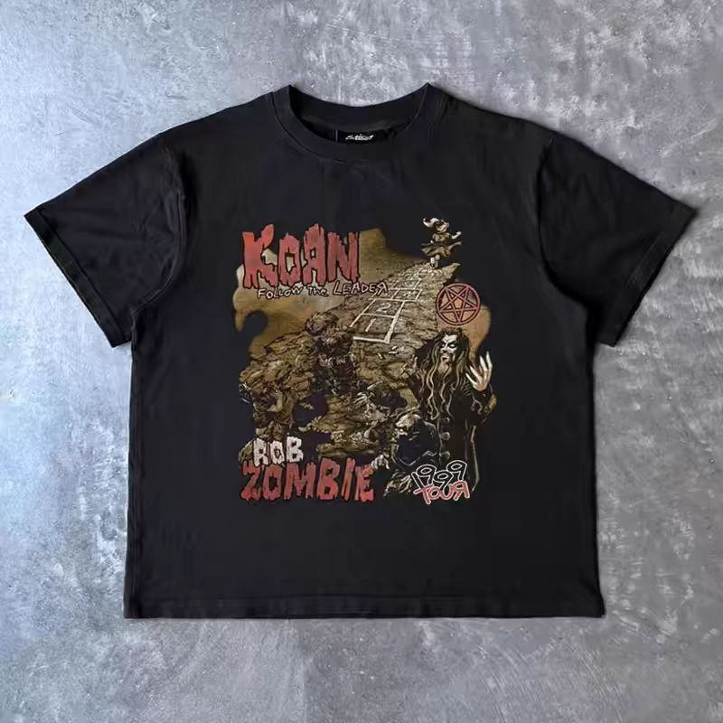 Japanese Brand × Vintage Washed retro distressed street fashion print all-match tee Size US L / EU 52-54 / 3 - 1 Thumbnail