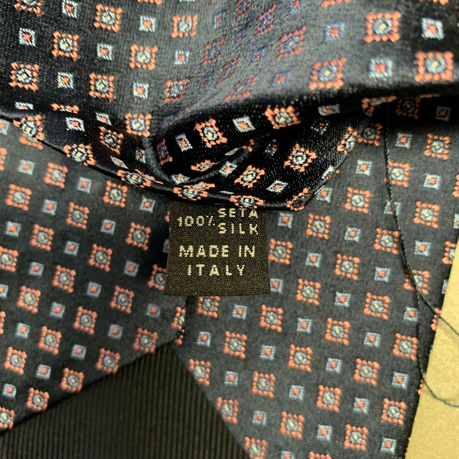 Other BORRELLI Blue Orange Squares Silk Tie Size ONE SIZE - 3 Thumbnail
