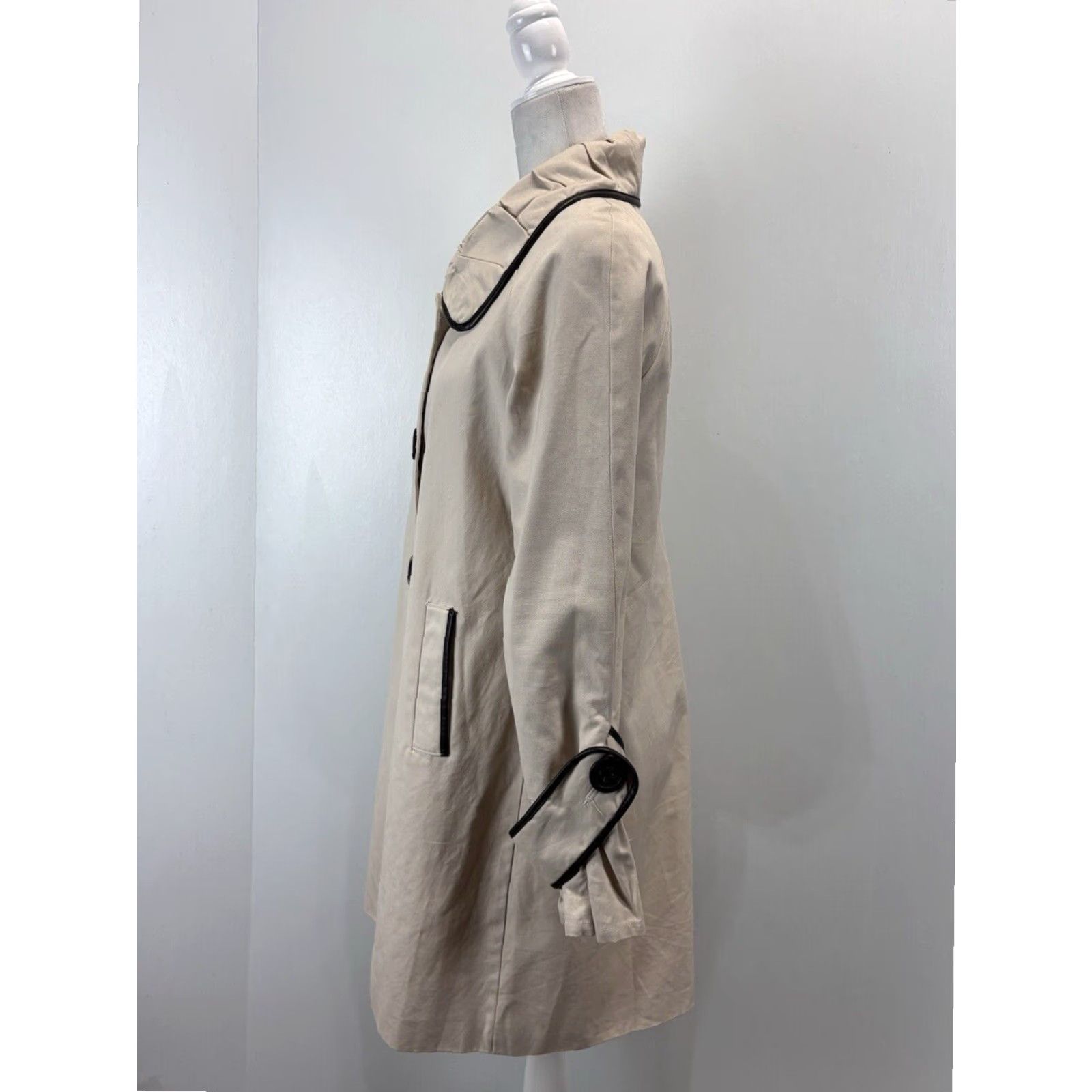 BB Dakota VINTAGE BB Dakota Tan Cotton Jacket Womens Large Retro Classic Button Overcoat Size L / US 10 / IT 46 - 2 Thumbnail