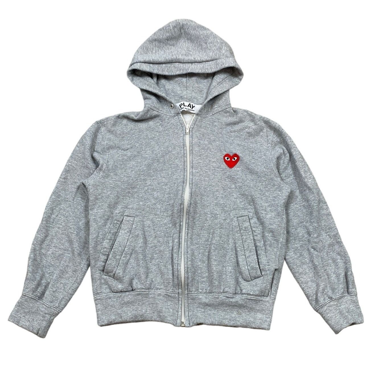 Cdg Play Zip Hoodie Grailed