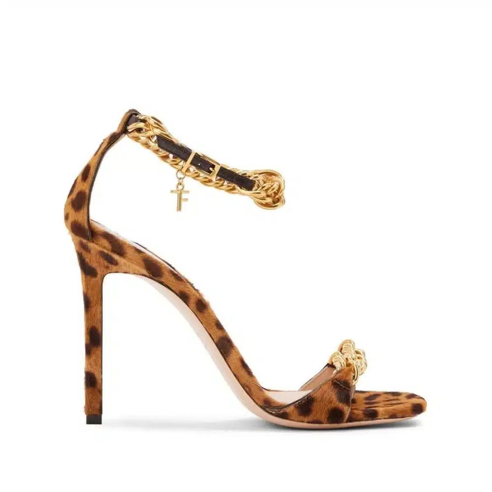Tom Ford o1loc1c0326 W3341 Zenith Leopard Print Hi Heel Sandals Brown Size US 8 / IT 38 - 1 Thumbnail
